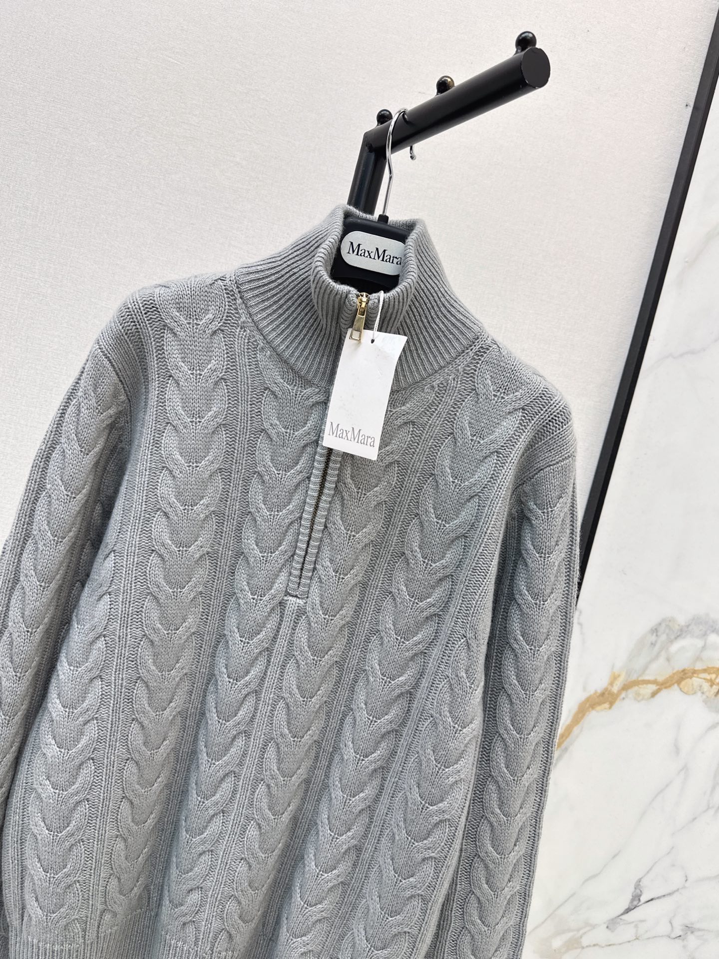 Max 26fw cable half-zip knit sweater