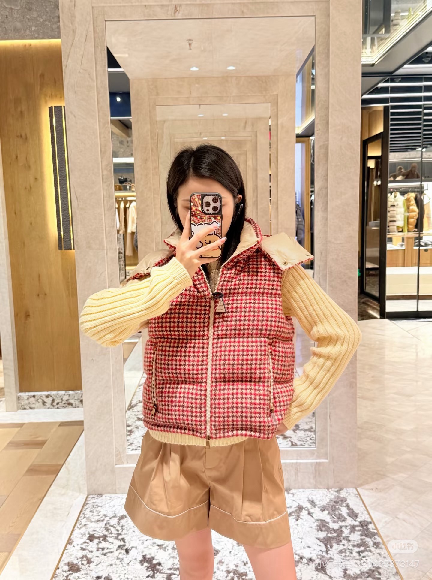 Monc 26fw houndstooth down vest
