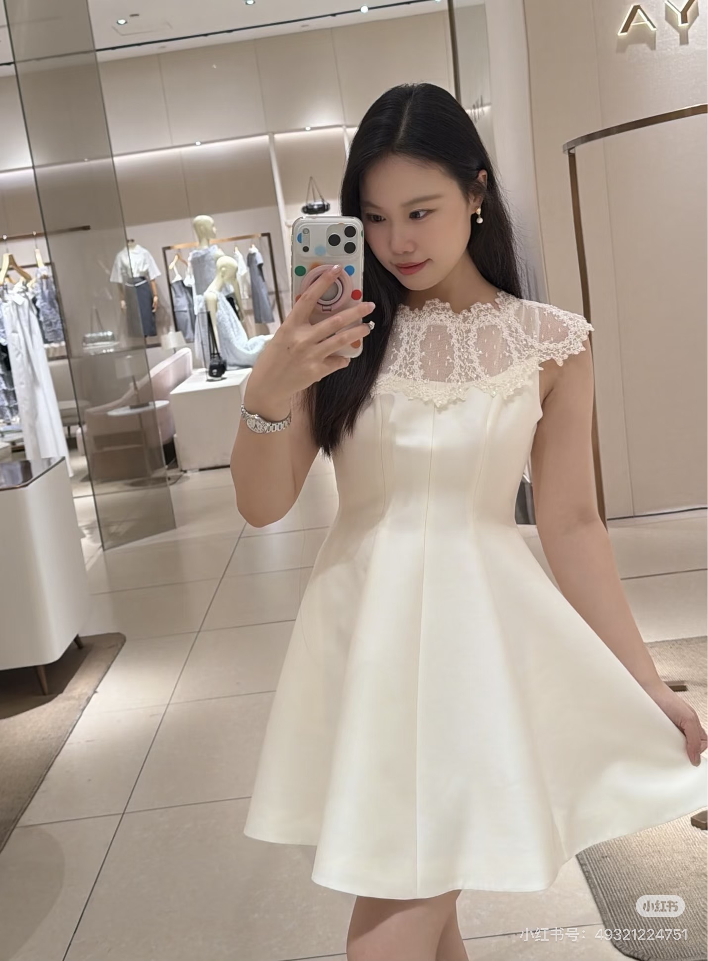Miu 26ss lace contract dress