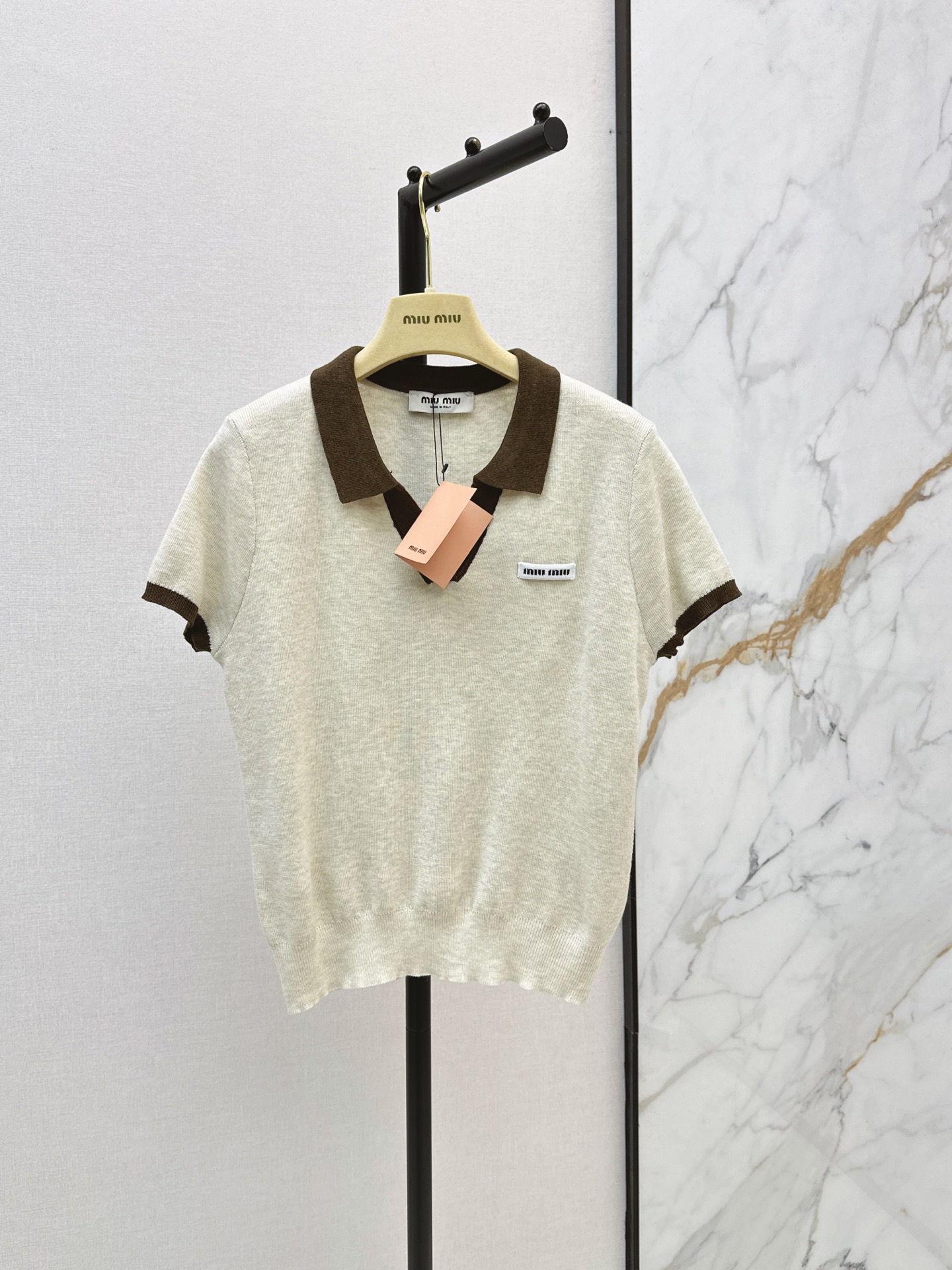 Miu 26ss polo knit top