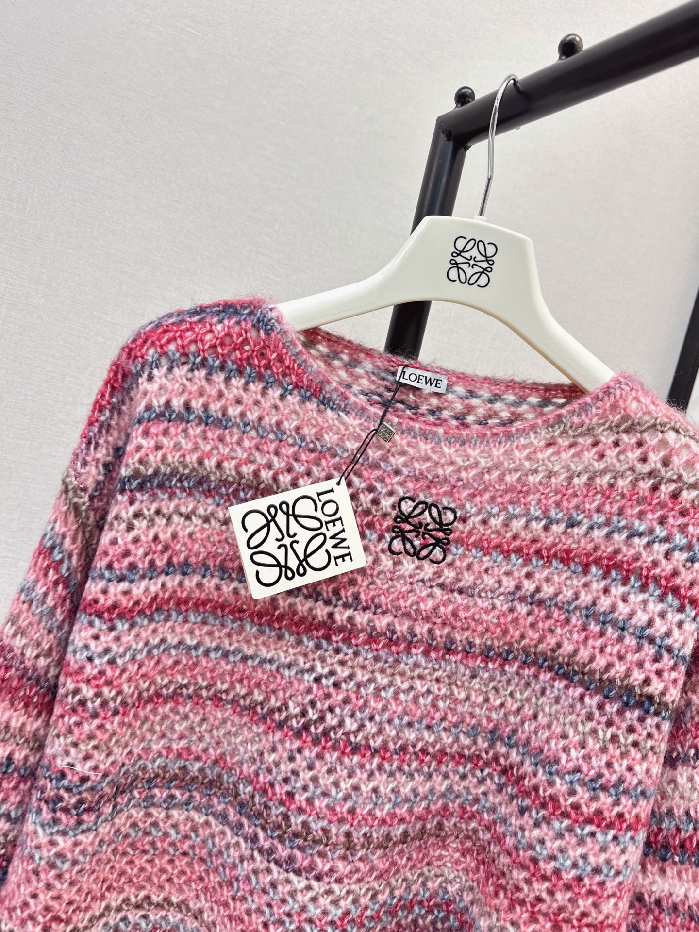 Loe 26fw stripe hollow knit sweater