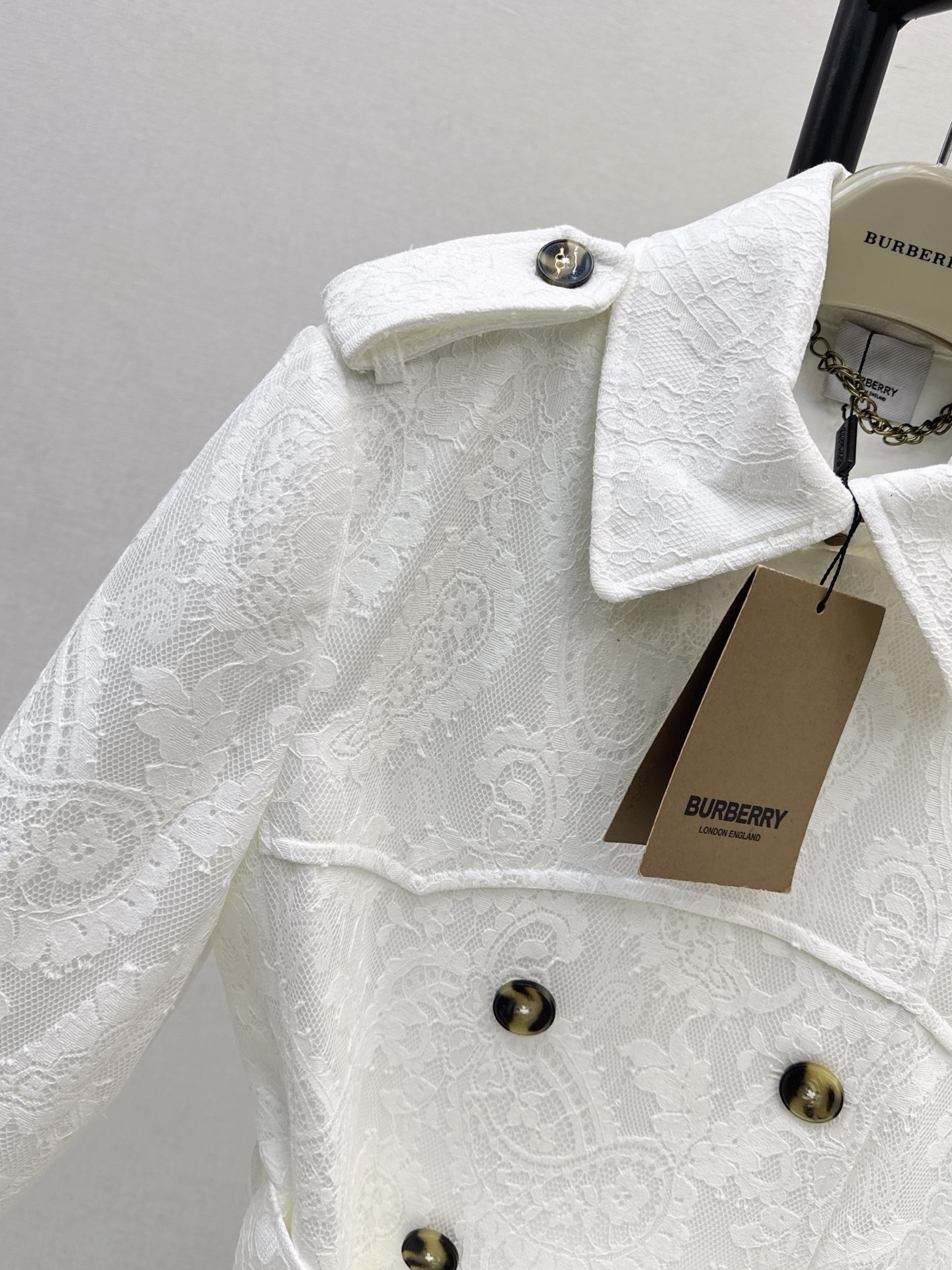 Bur 26fw lace cropped trench coats