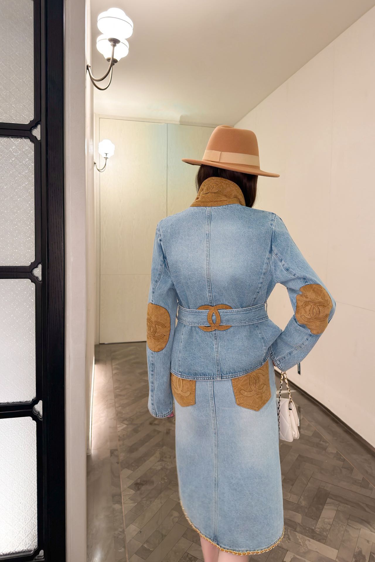 Chan 26fw belted denim jacket
