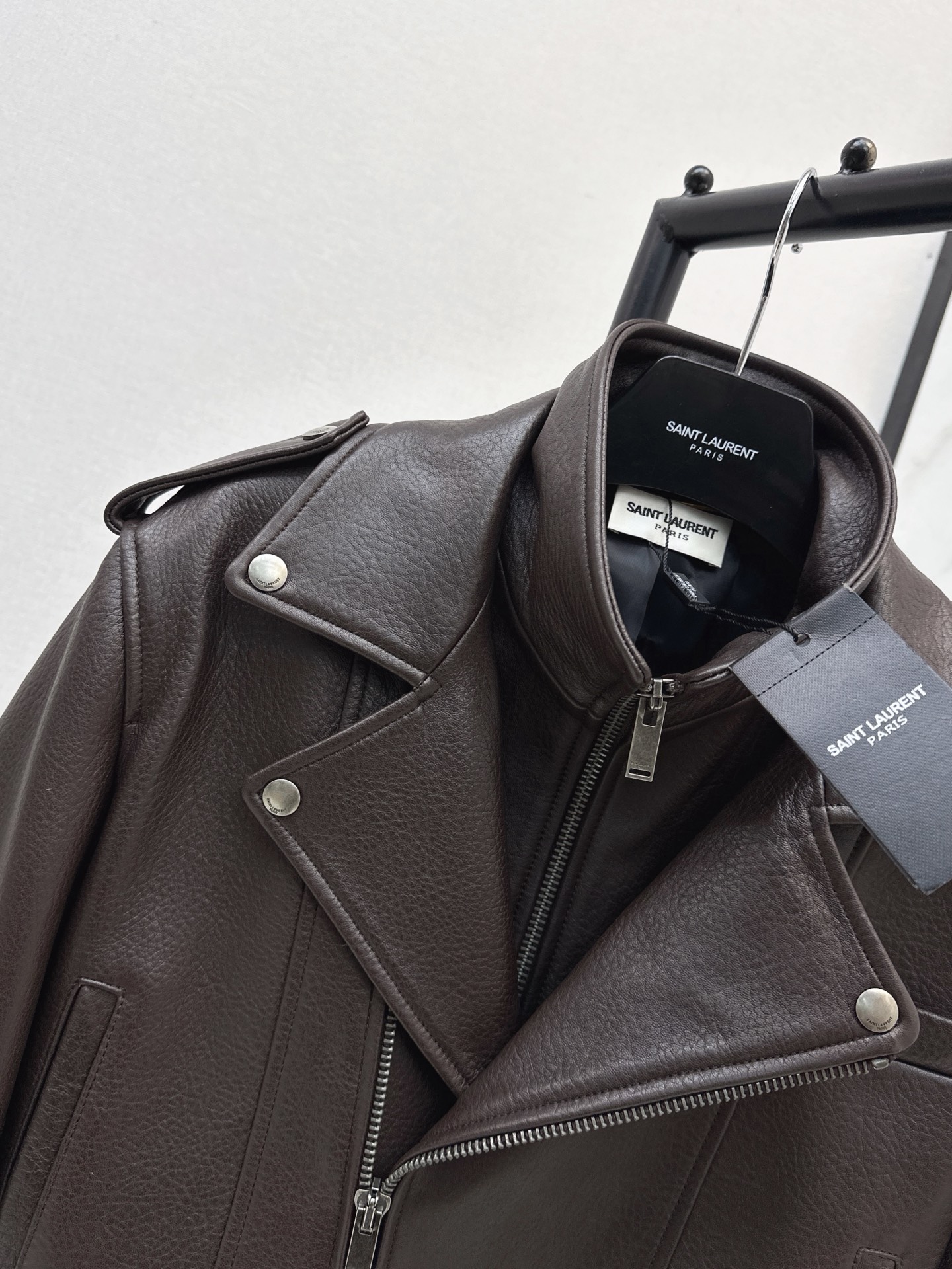 Sain 26fw cropped moto leather jacket