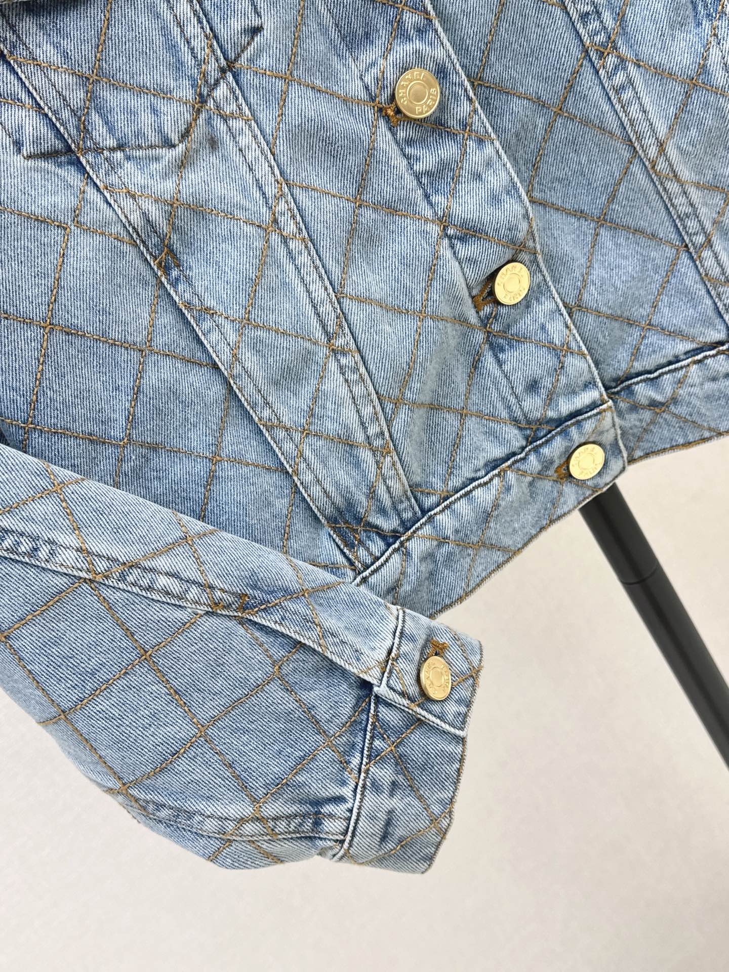 Chan 26fw diamond pattern denim jacket