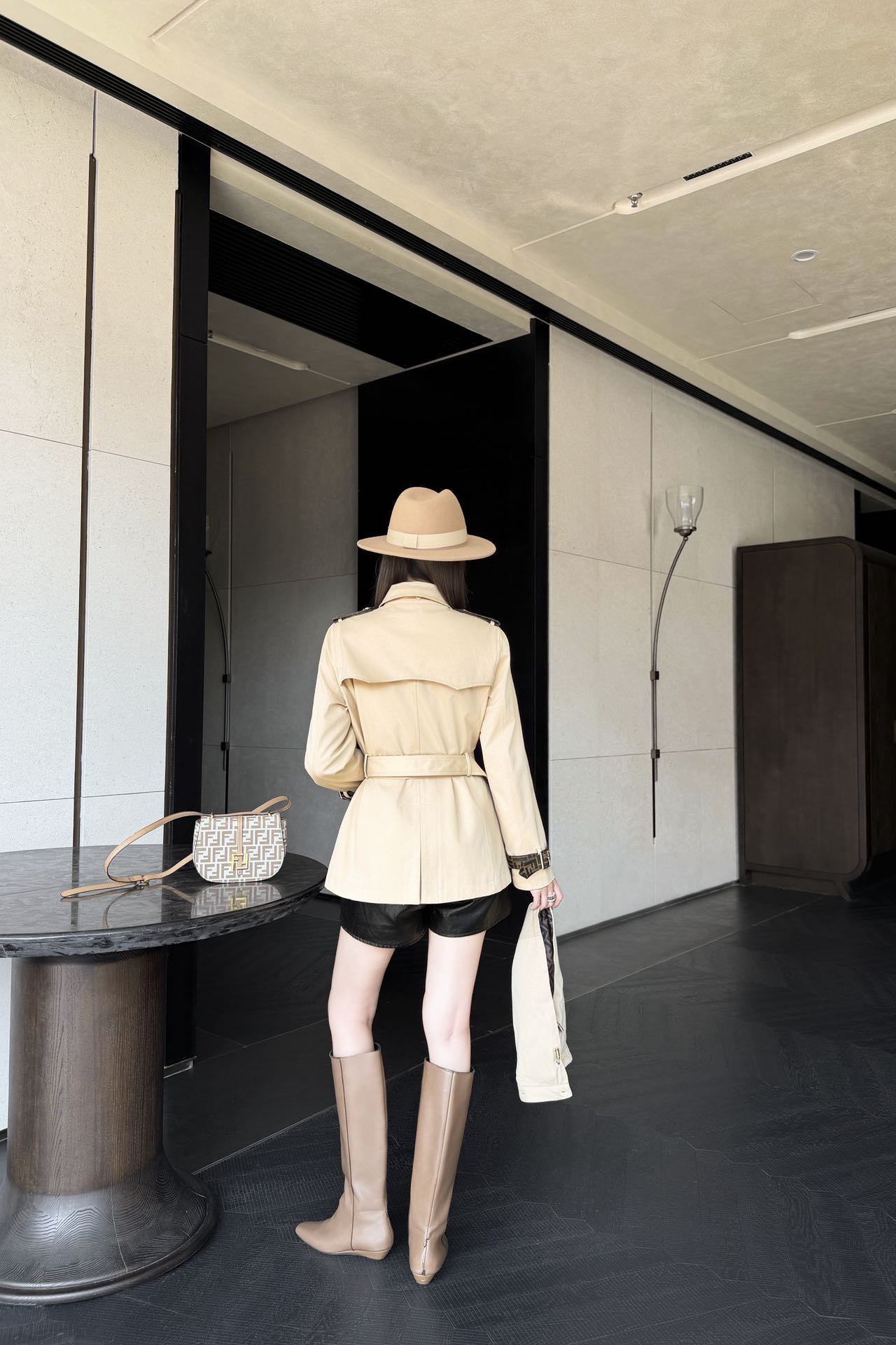Fen 26fw hooded belted trench coats