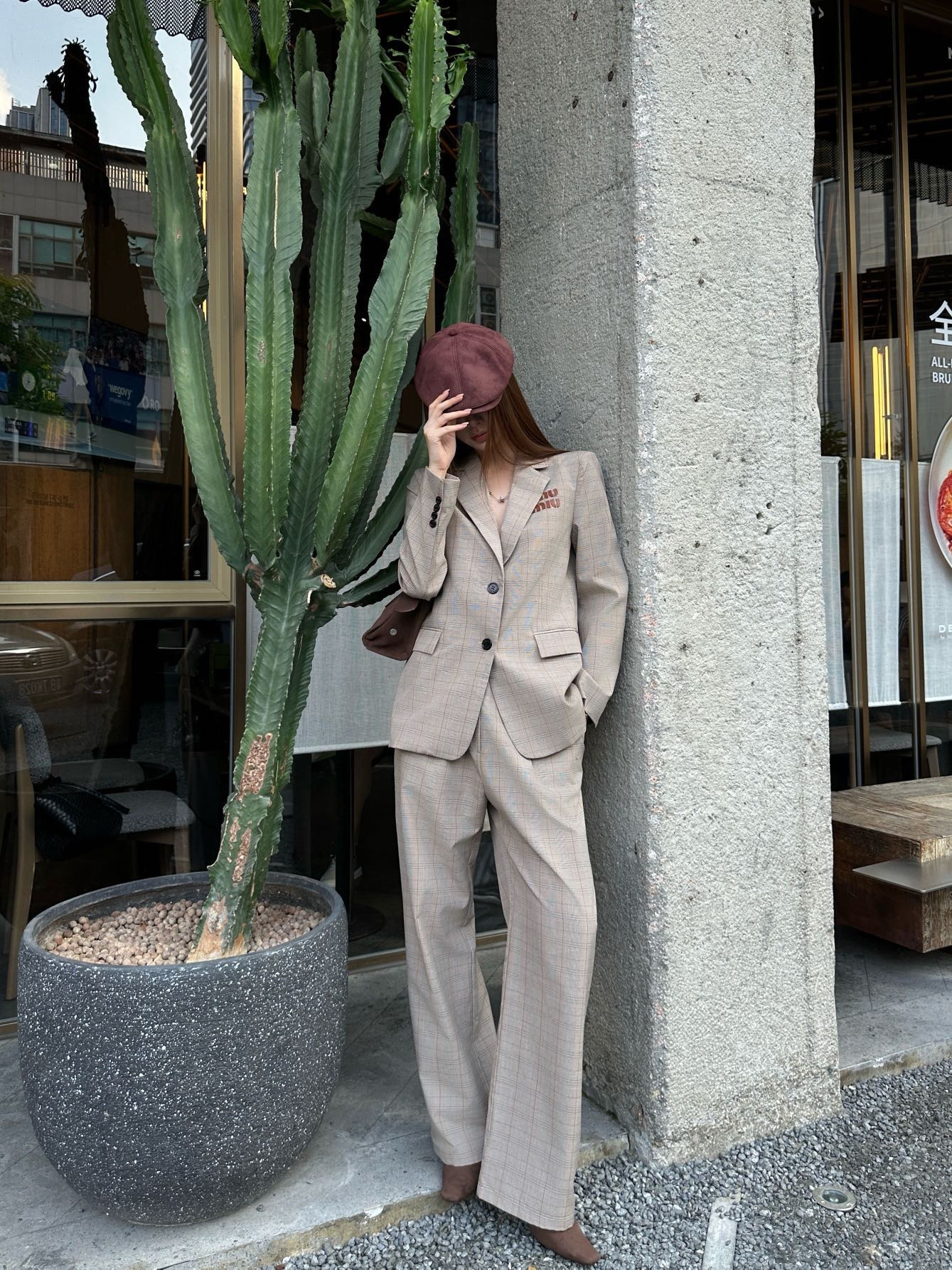 Miu 26fw check suit pants