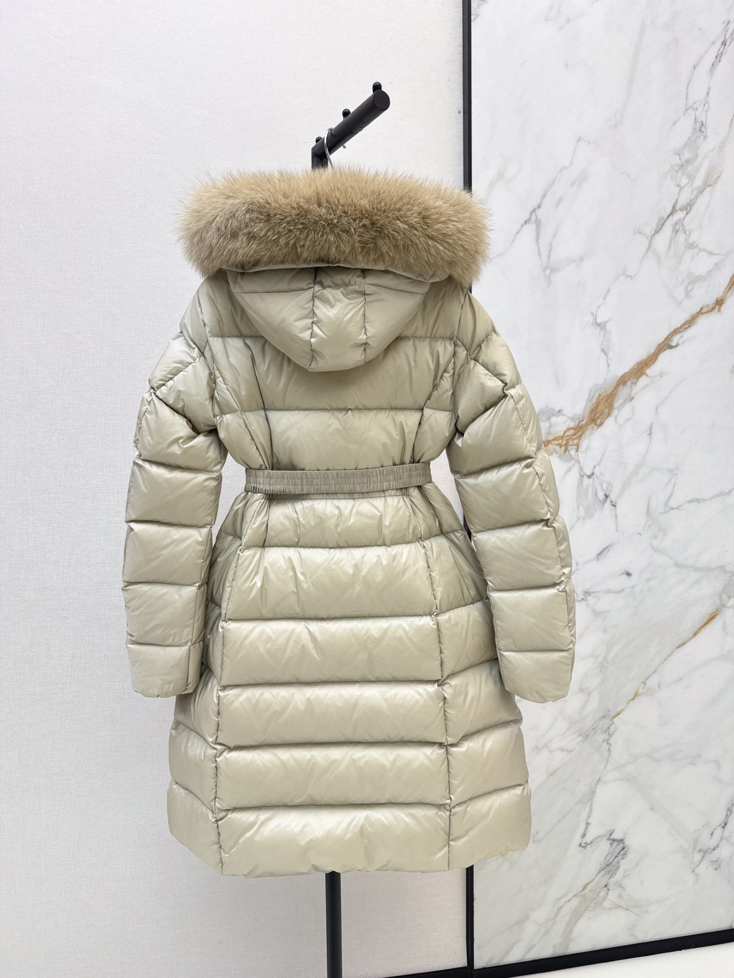 Monc 26fw fur-trim belted down jacket