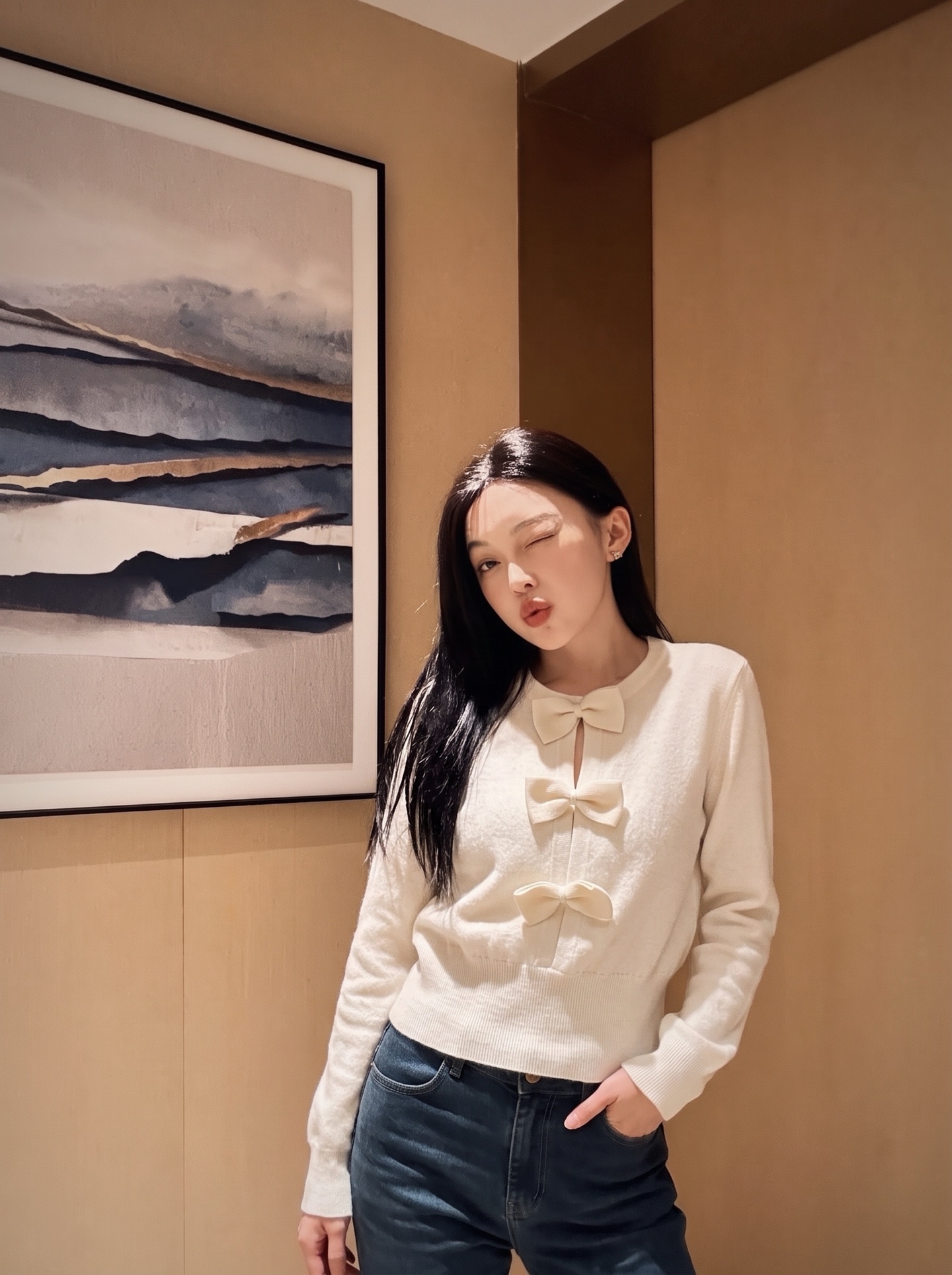 Chan 26fw 3d bow sweater
