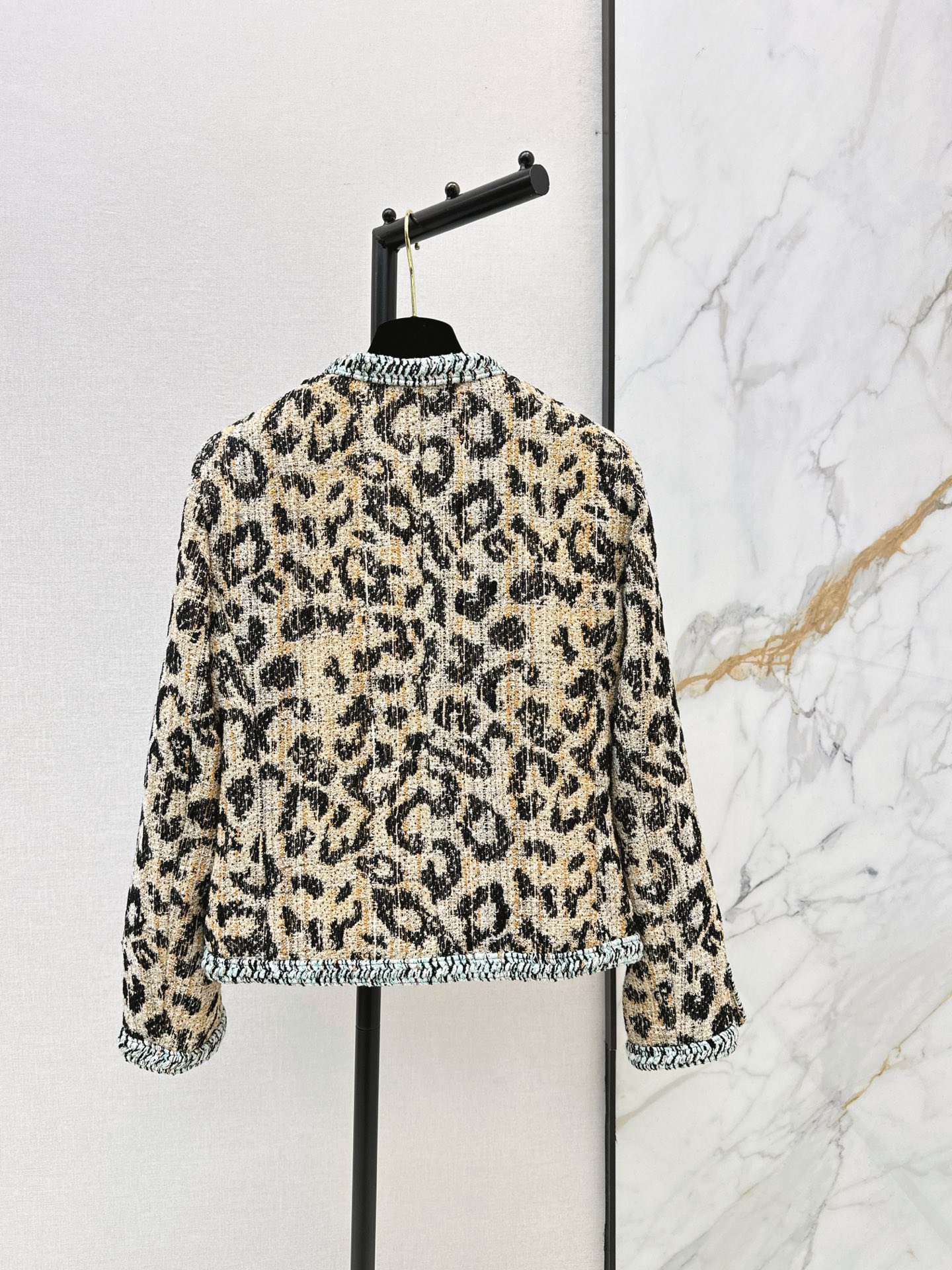Chan 26fw leopard jacquard woven jacket