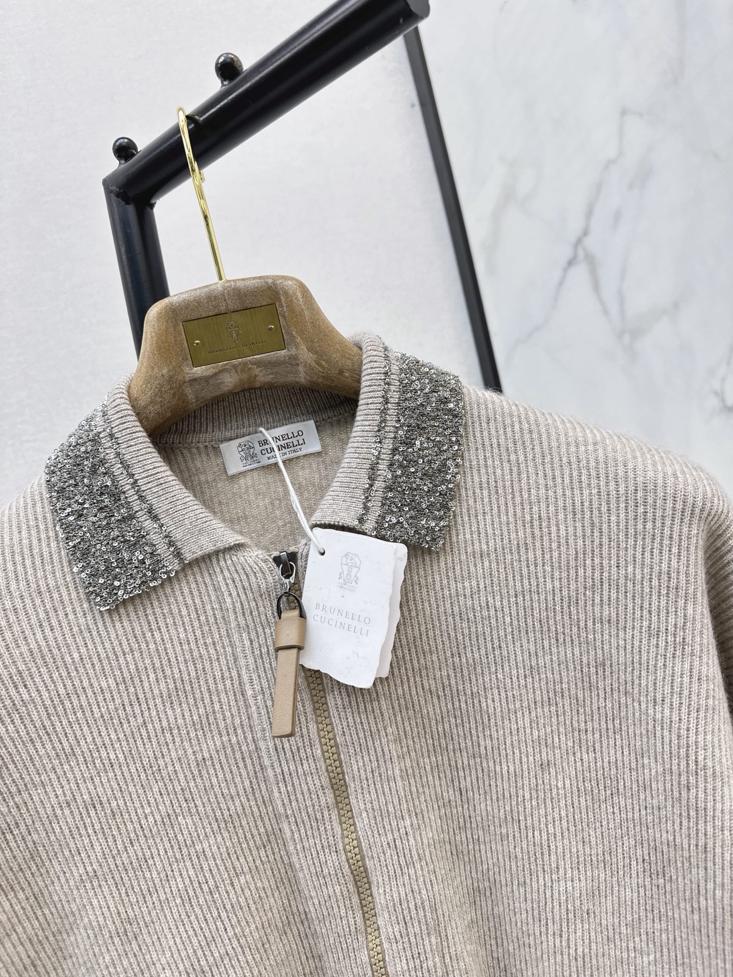 Brun 26fw beading knit cardigan