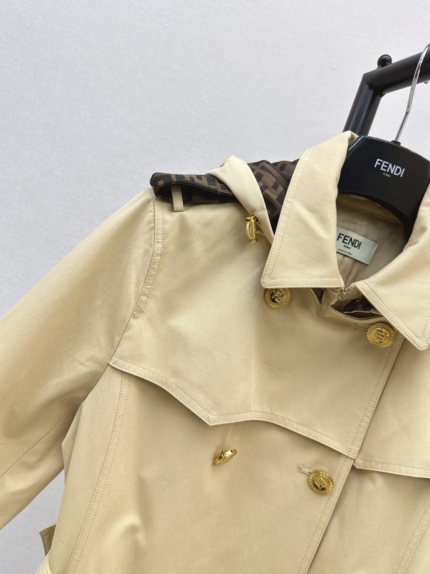 Fen 26fw hooded belted trench coats