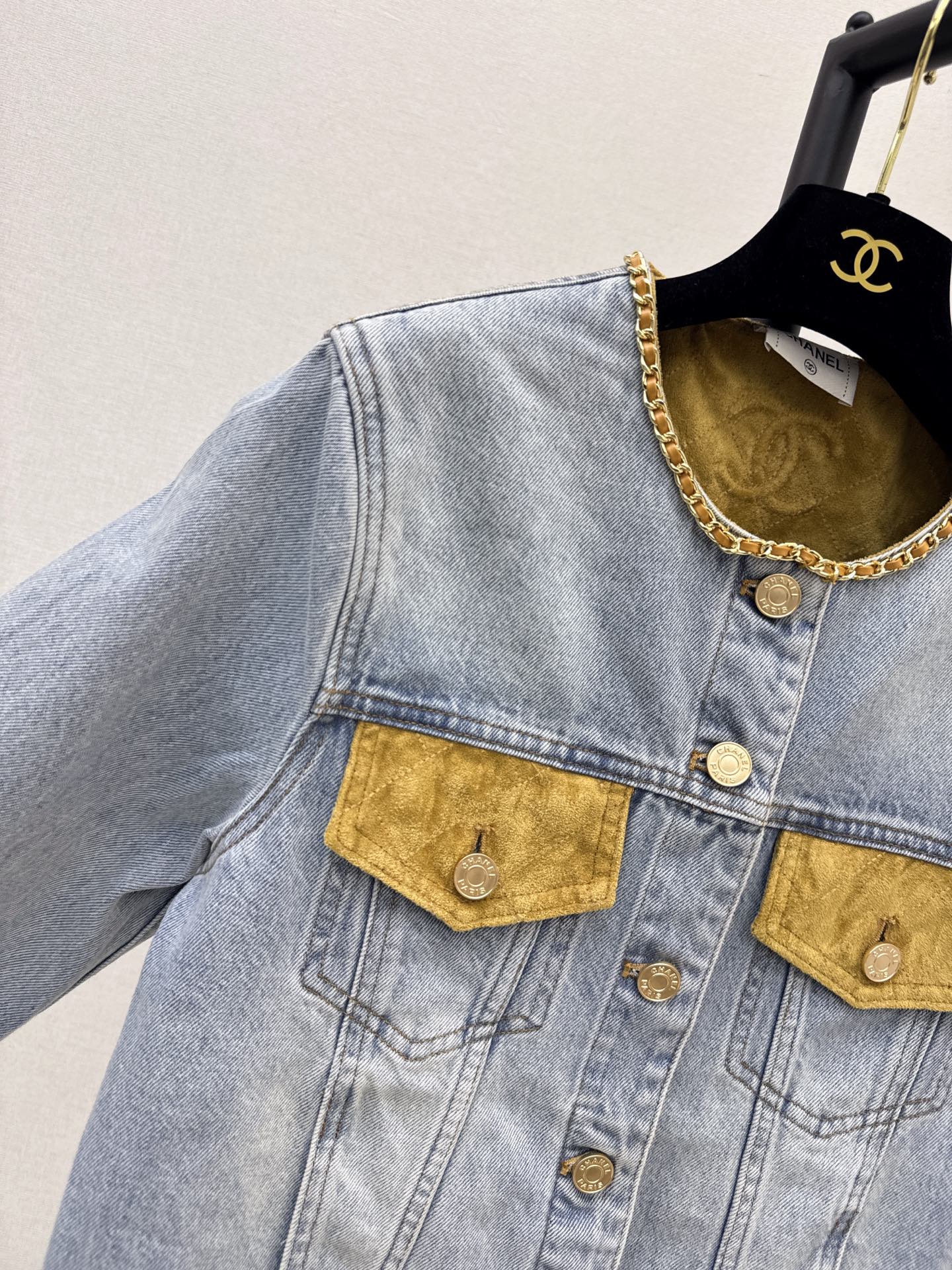 Chan 26fw suede contract denim jacket