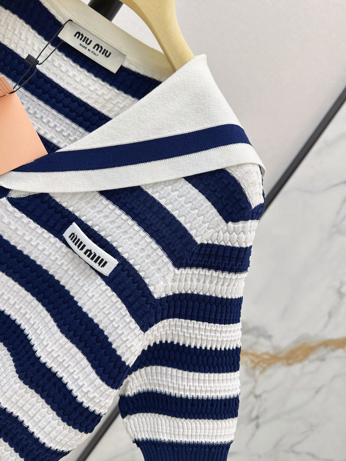 Miu 26ss stripe knit top