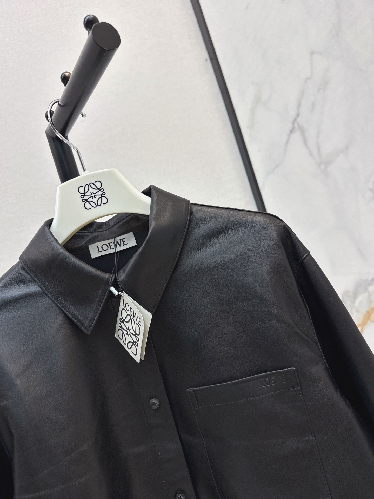 Loe 26fw leather shirt jacket