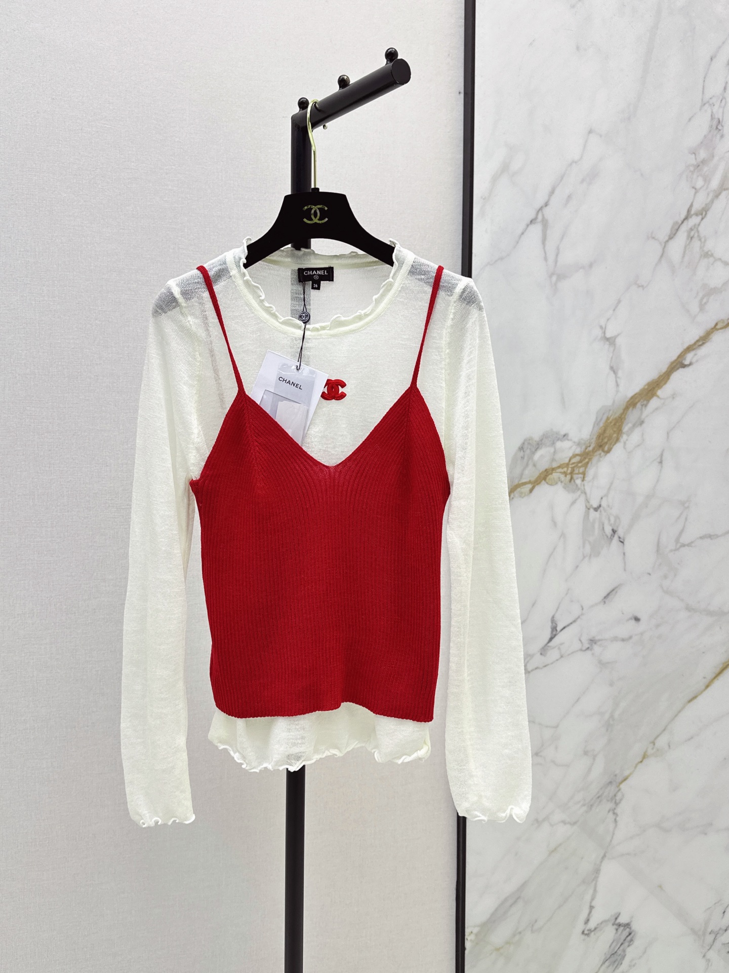 Chan 26fw 2pcs knit vest tee sets