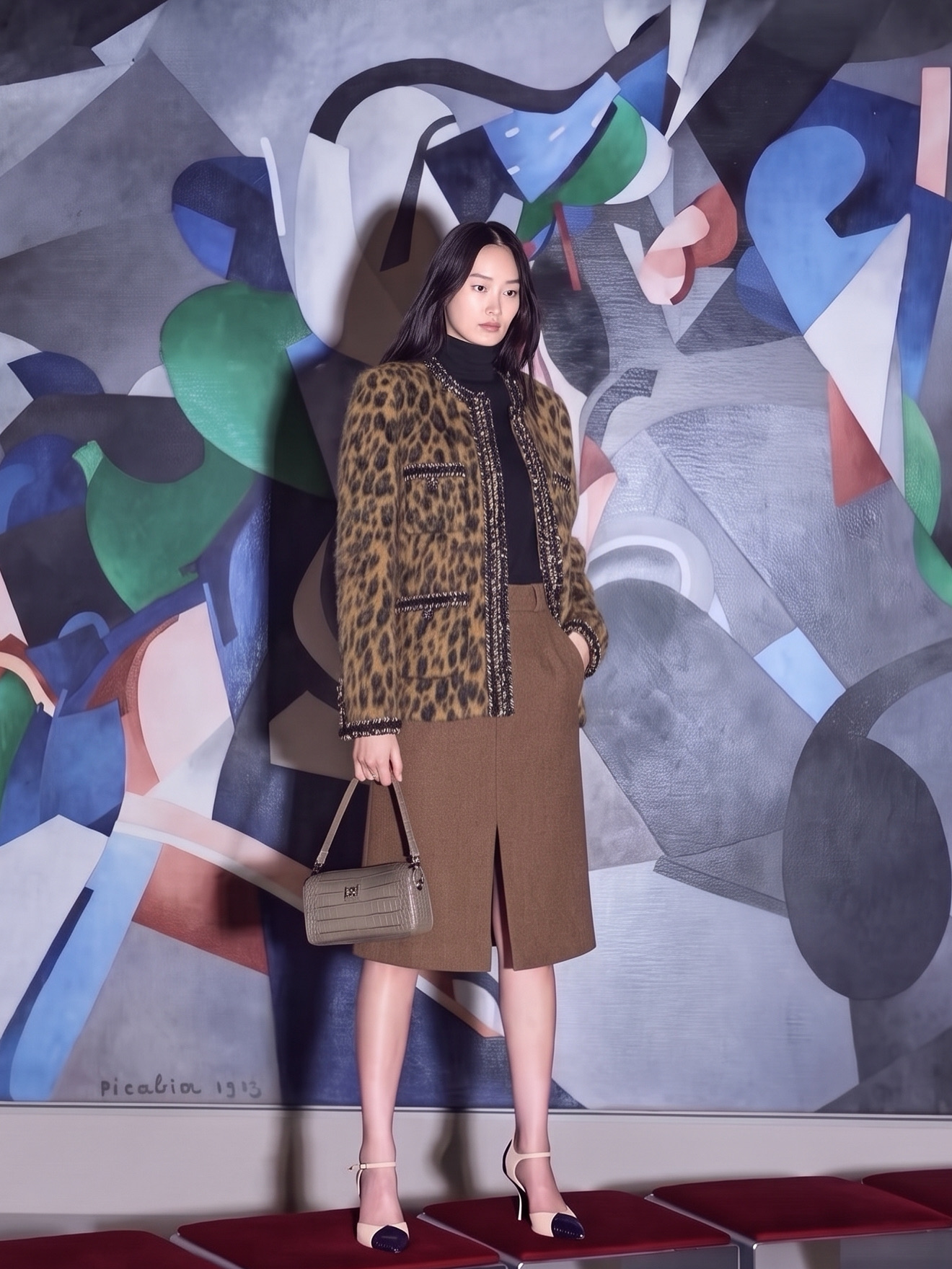 Chan 26fw leopard-print fuzzy jacket