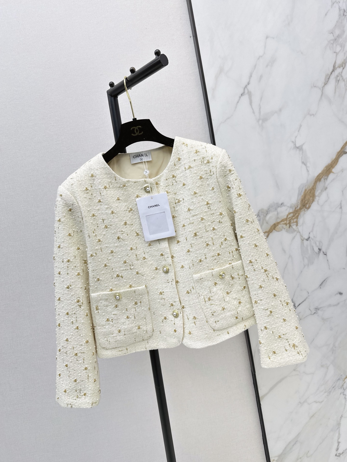 Chan 26fw beading woven jacket
