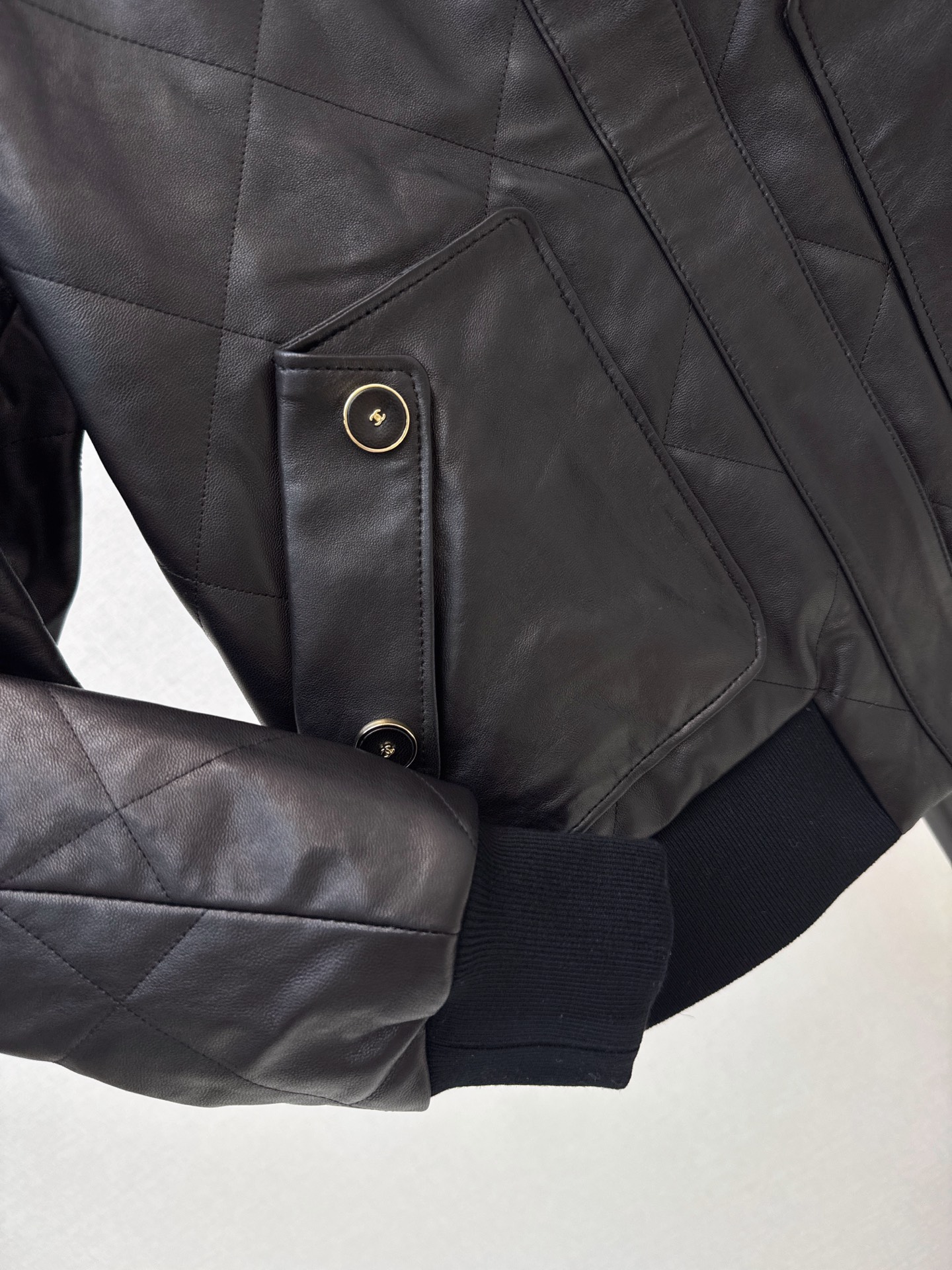 Chan 26fw fur-trim leathjer jacket