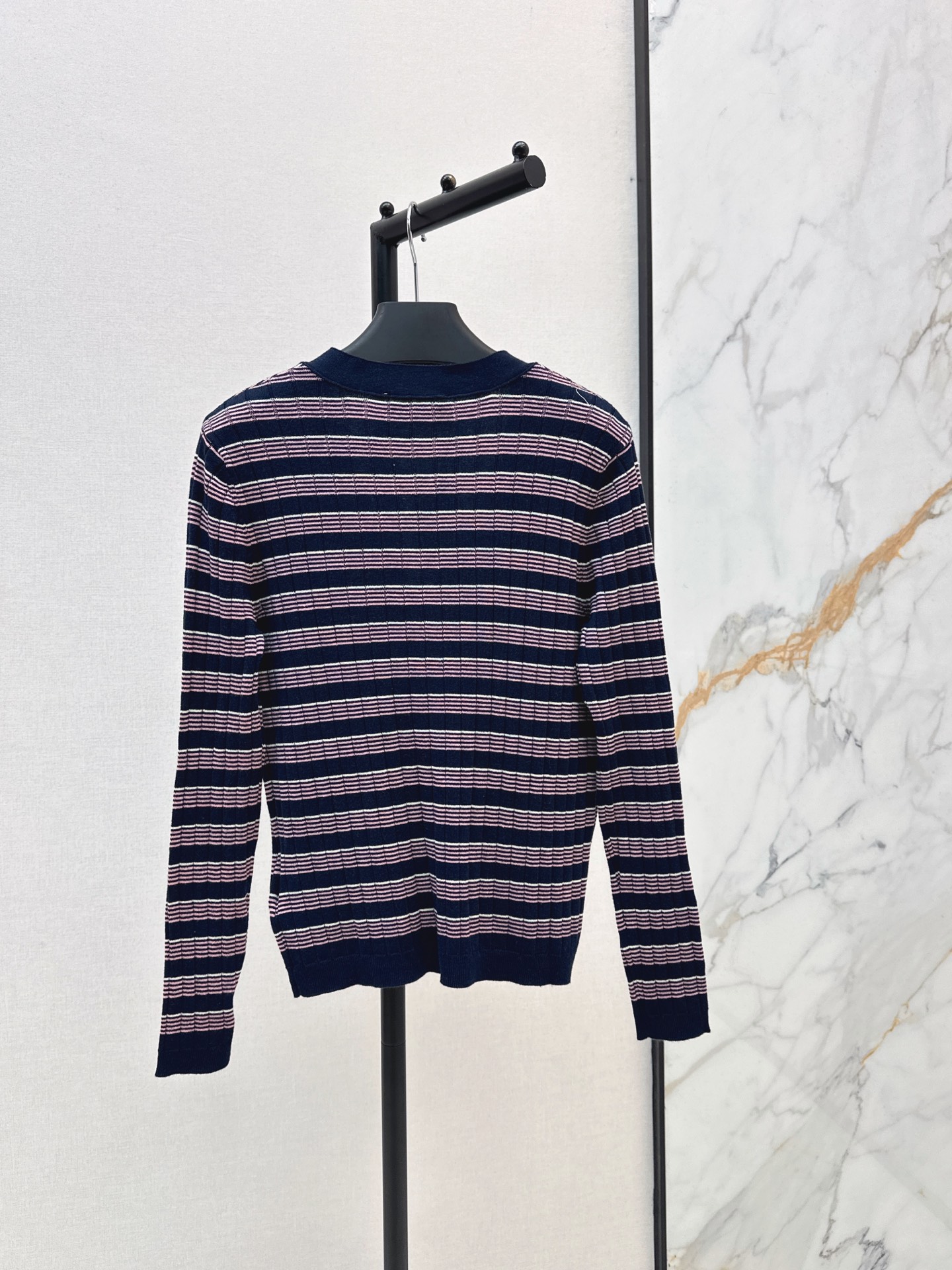 Pra 26fw stripe knit cardigan