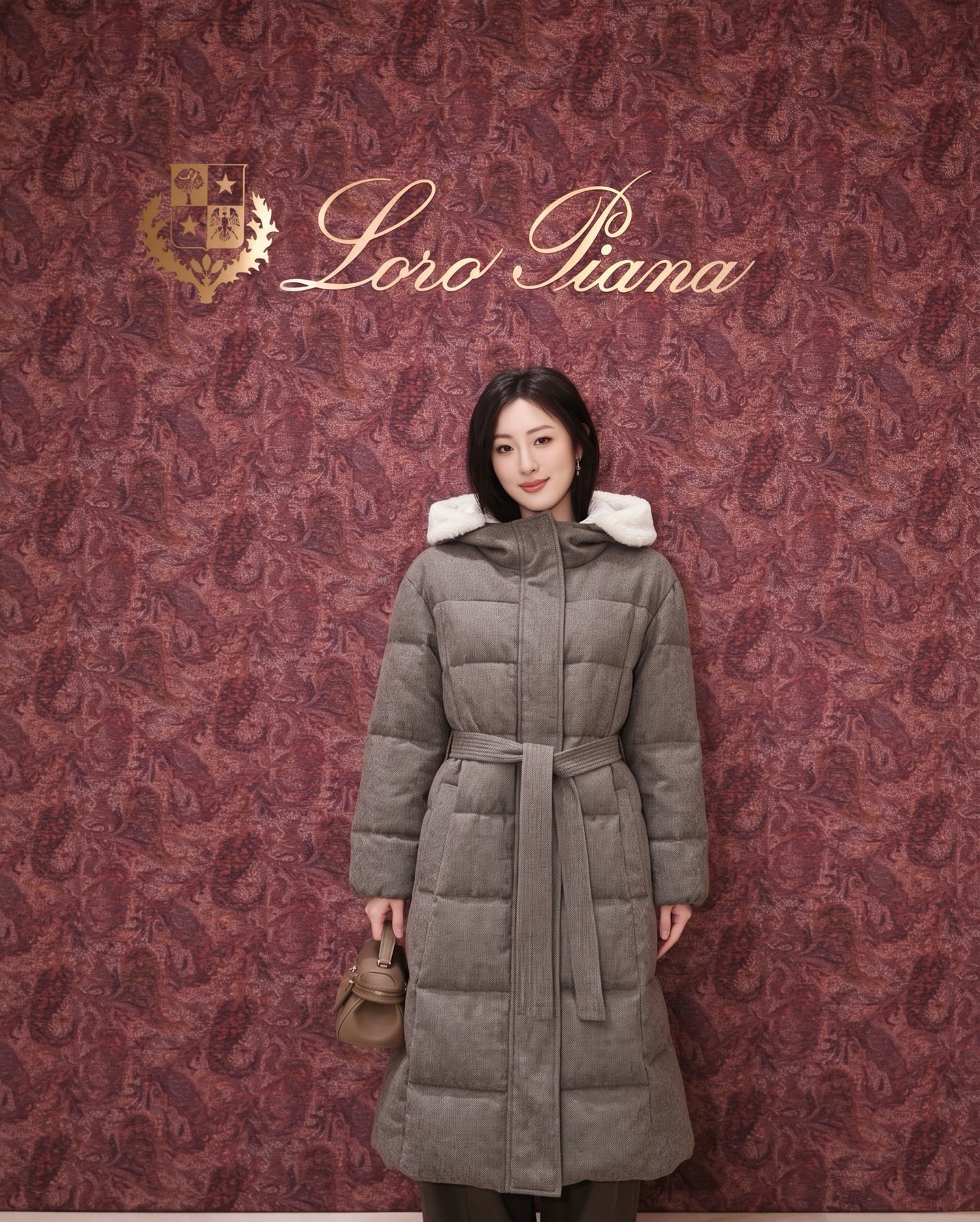 Brun 26fw hooded belted down jacket