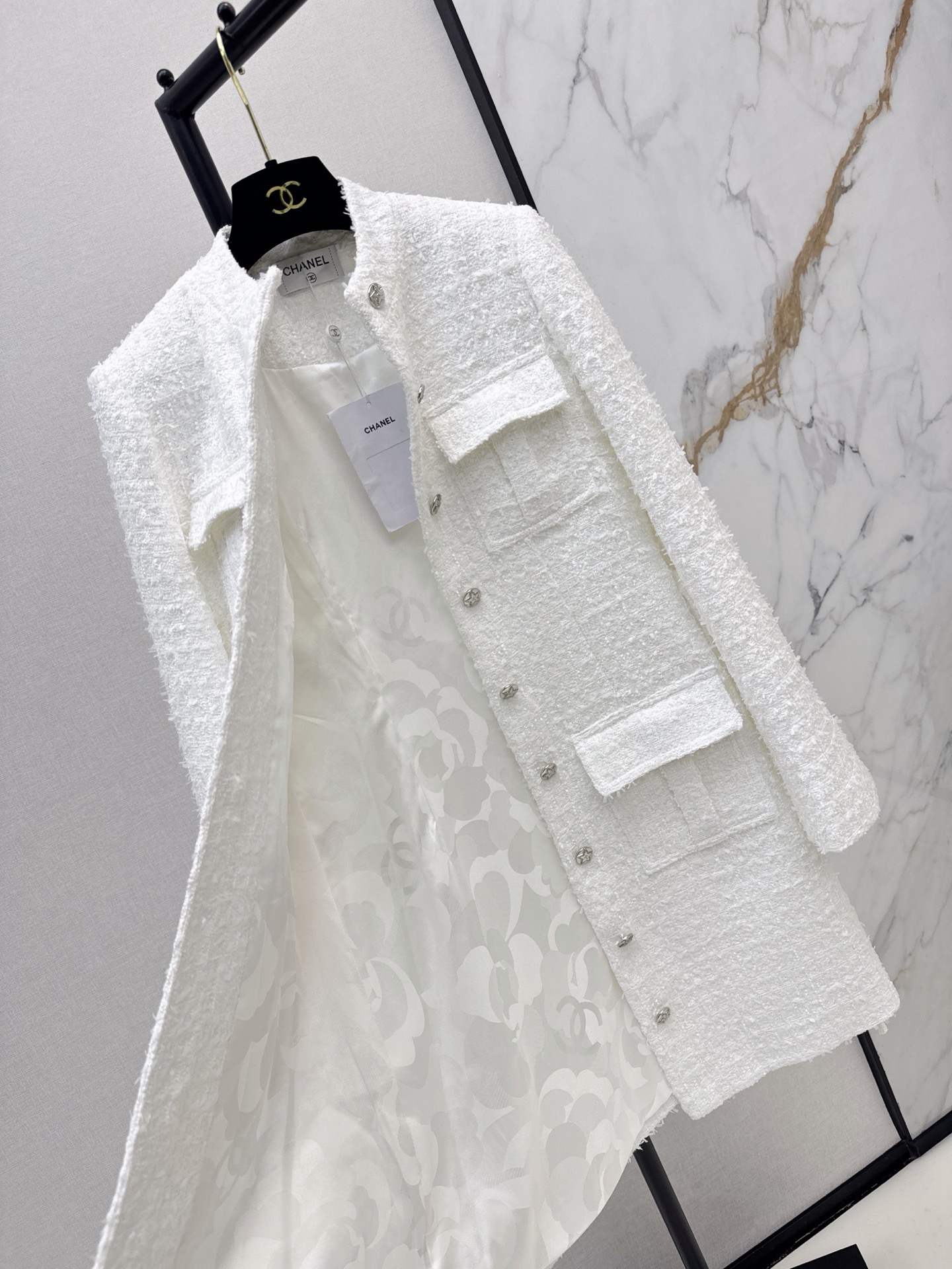 Chan 26fw woven tweed belted jacket