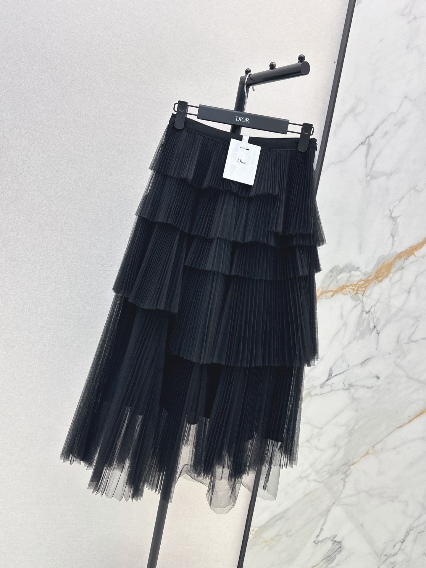 CD 26fw tiered pleated tulle midi skirt