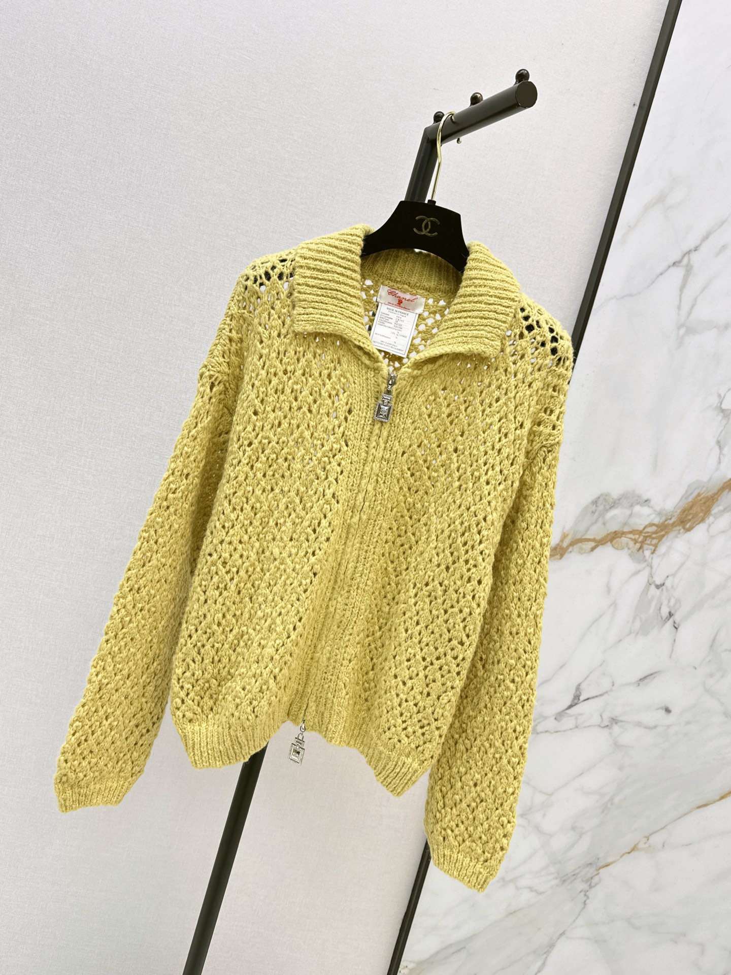 Chan 26fw hollow knit zipper cardigan