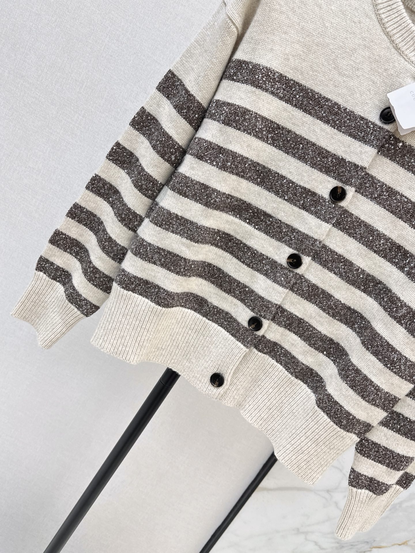 Brun 26fw stripe knit cardigan