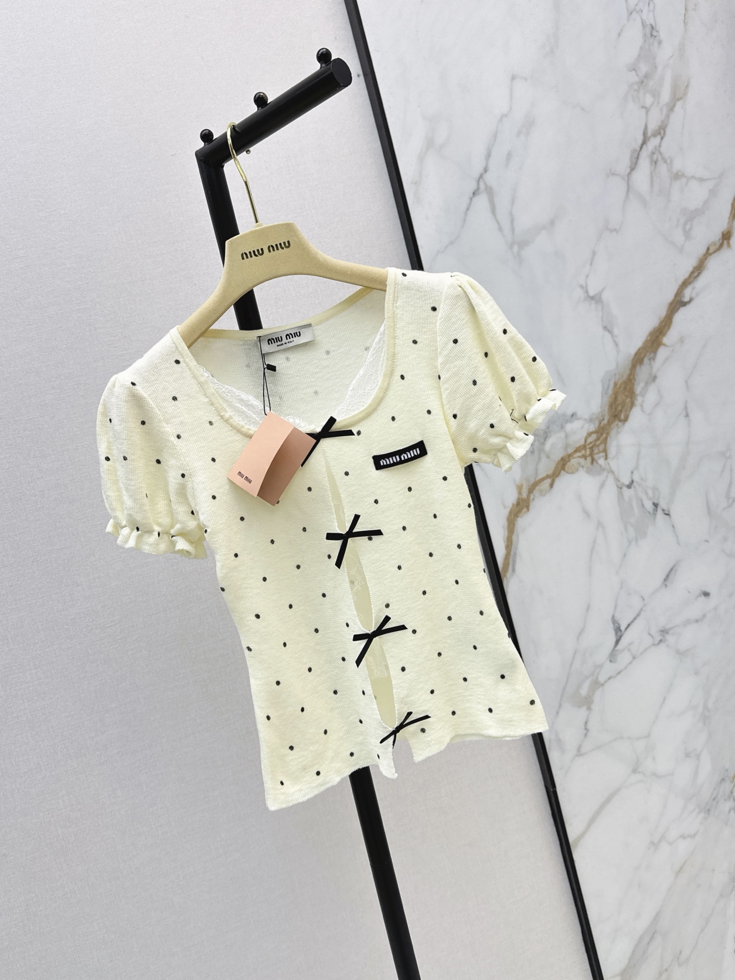 Miu 26ss pokla dots knit top
