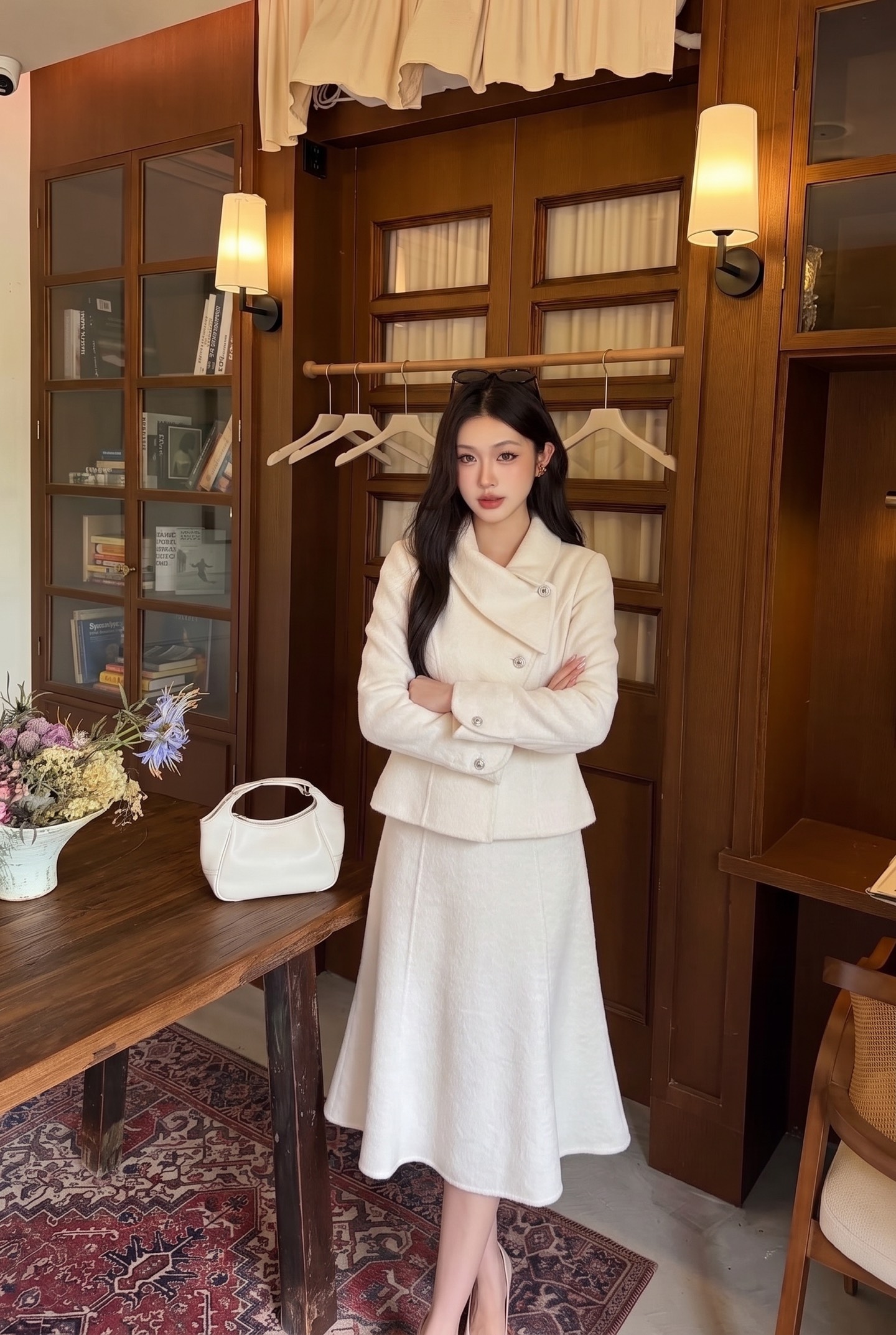 Miu 26fw woolen cropped jacket mermaid skirt sets