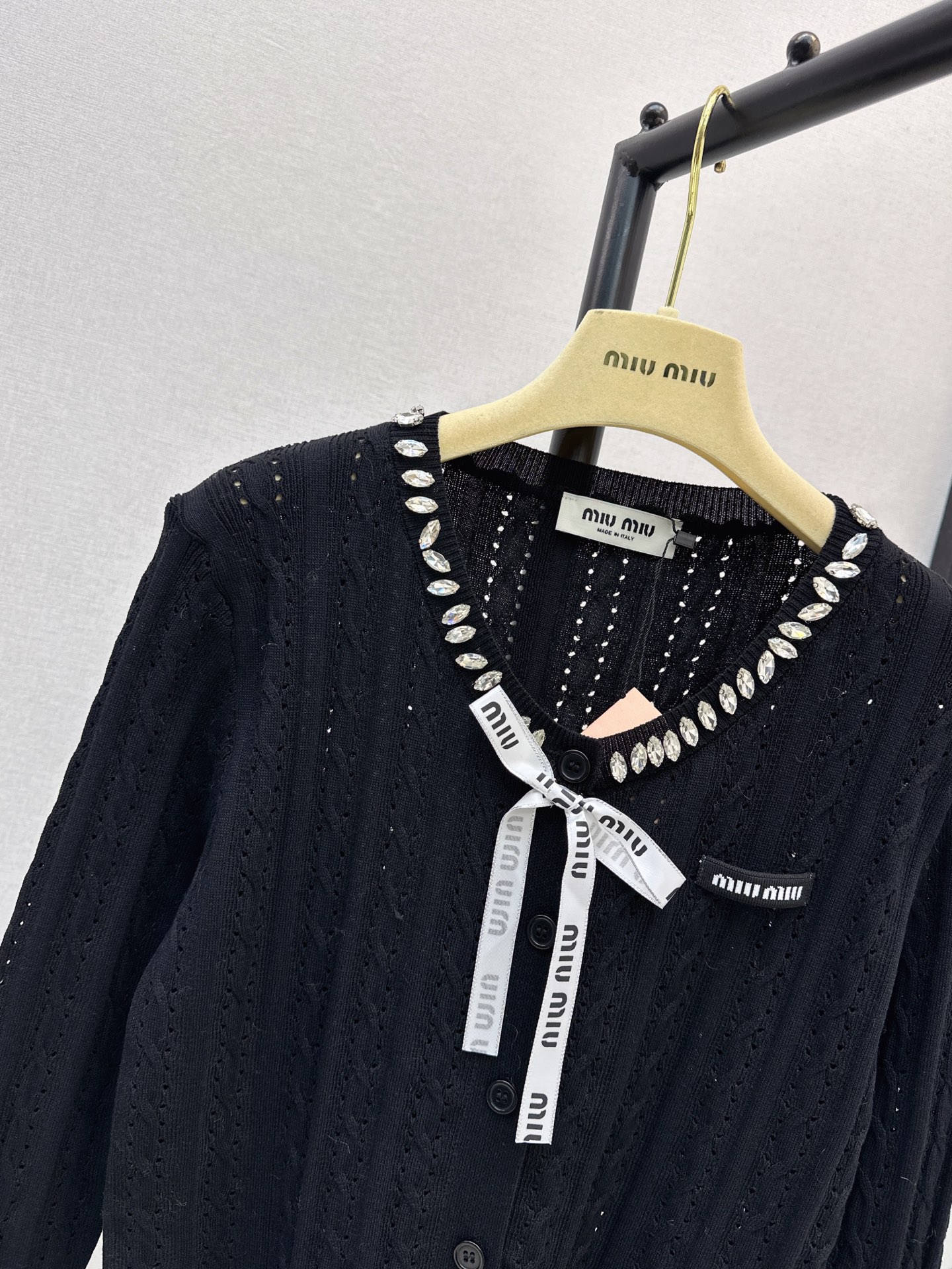 Miu 26fw cable knit cardigan