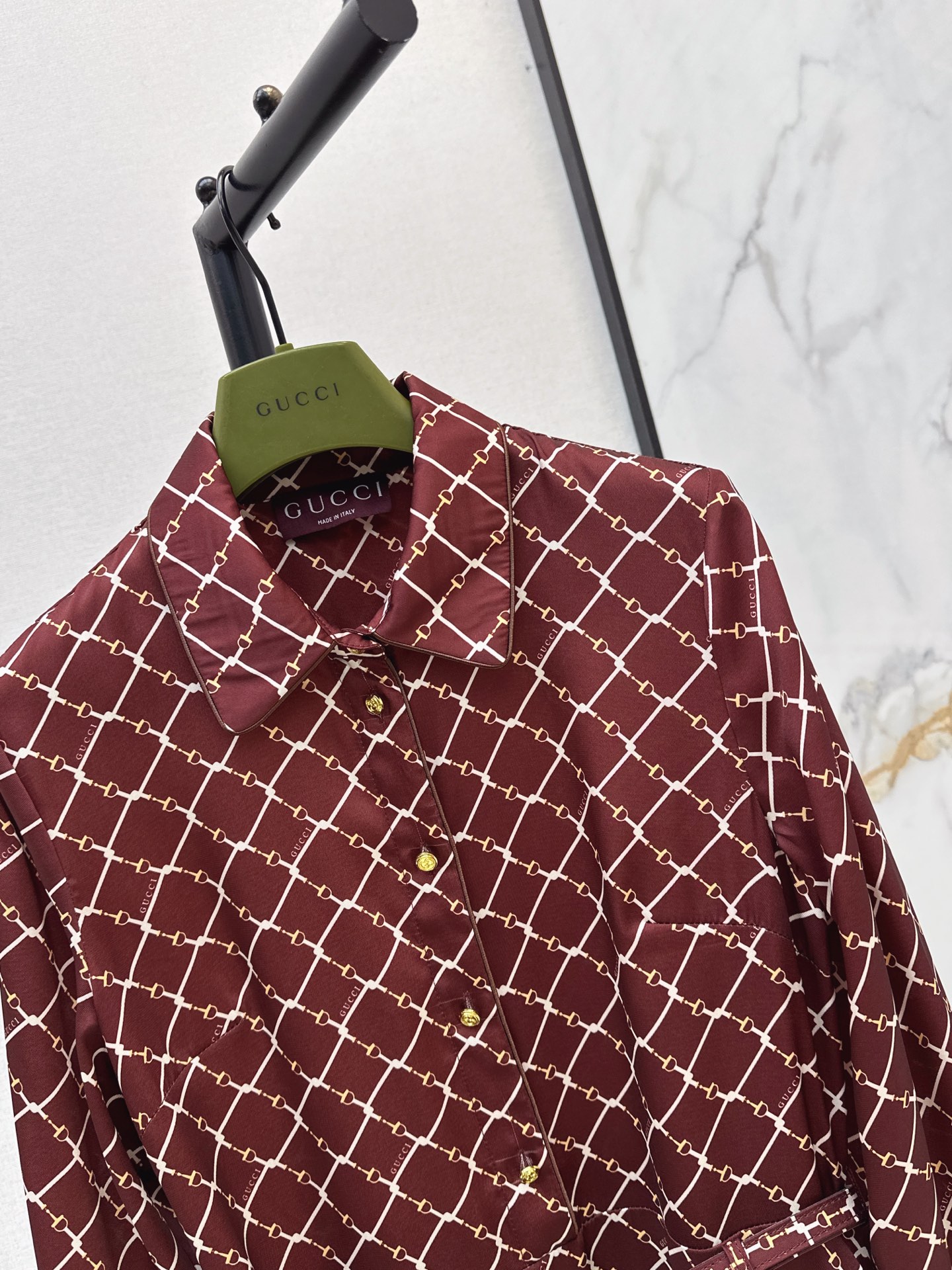 Guc 26fw check print shirt dress