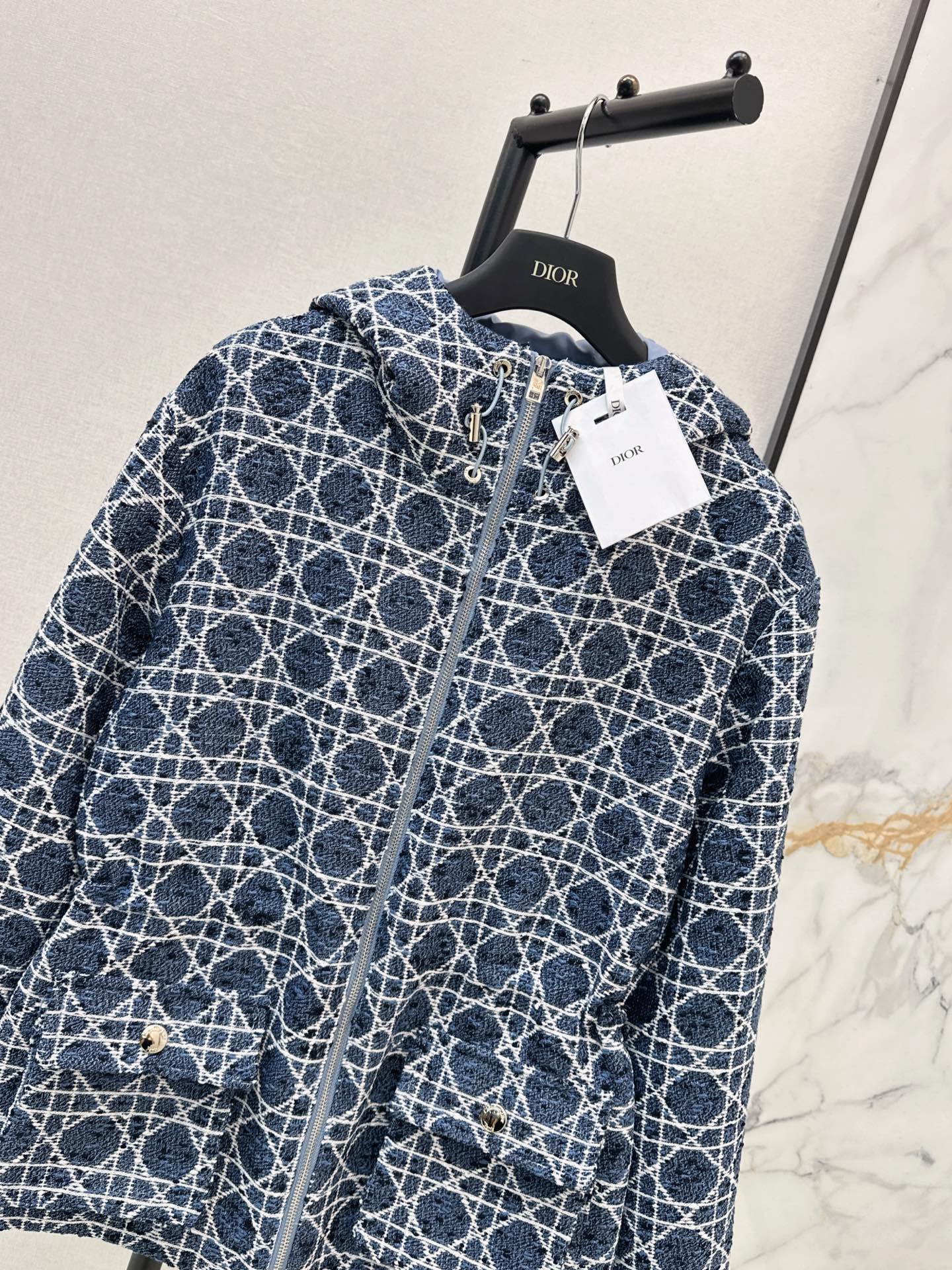 CD 26fw check drawstring hooded jacket