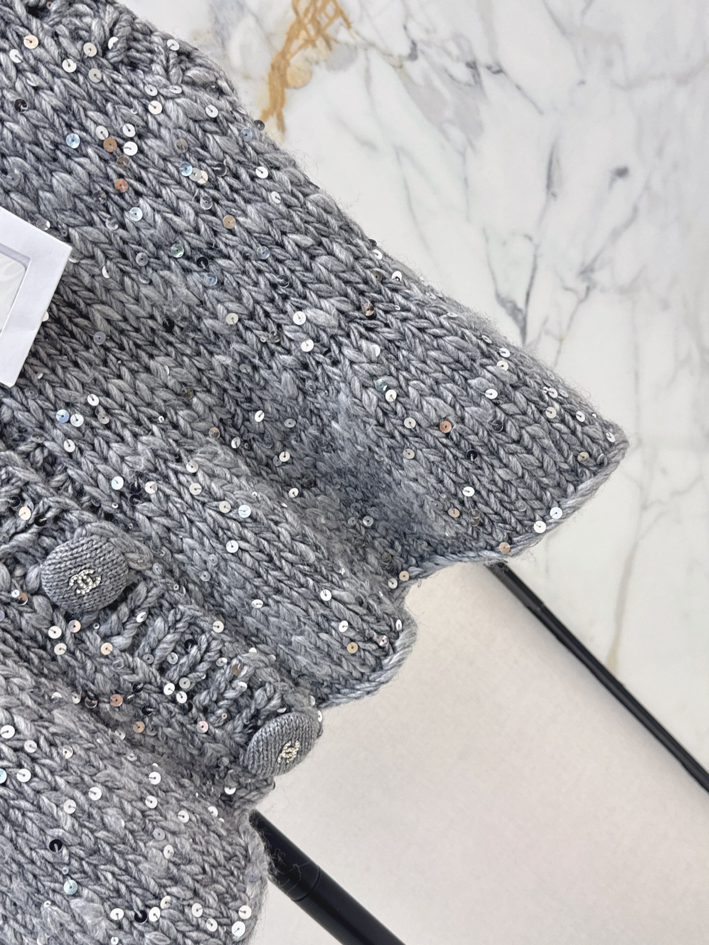 Chan 26fw sequin knit vest