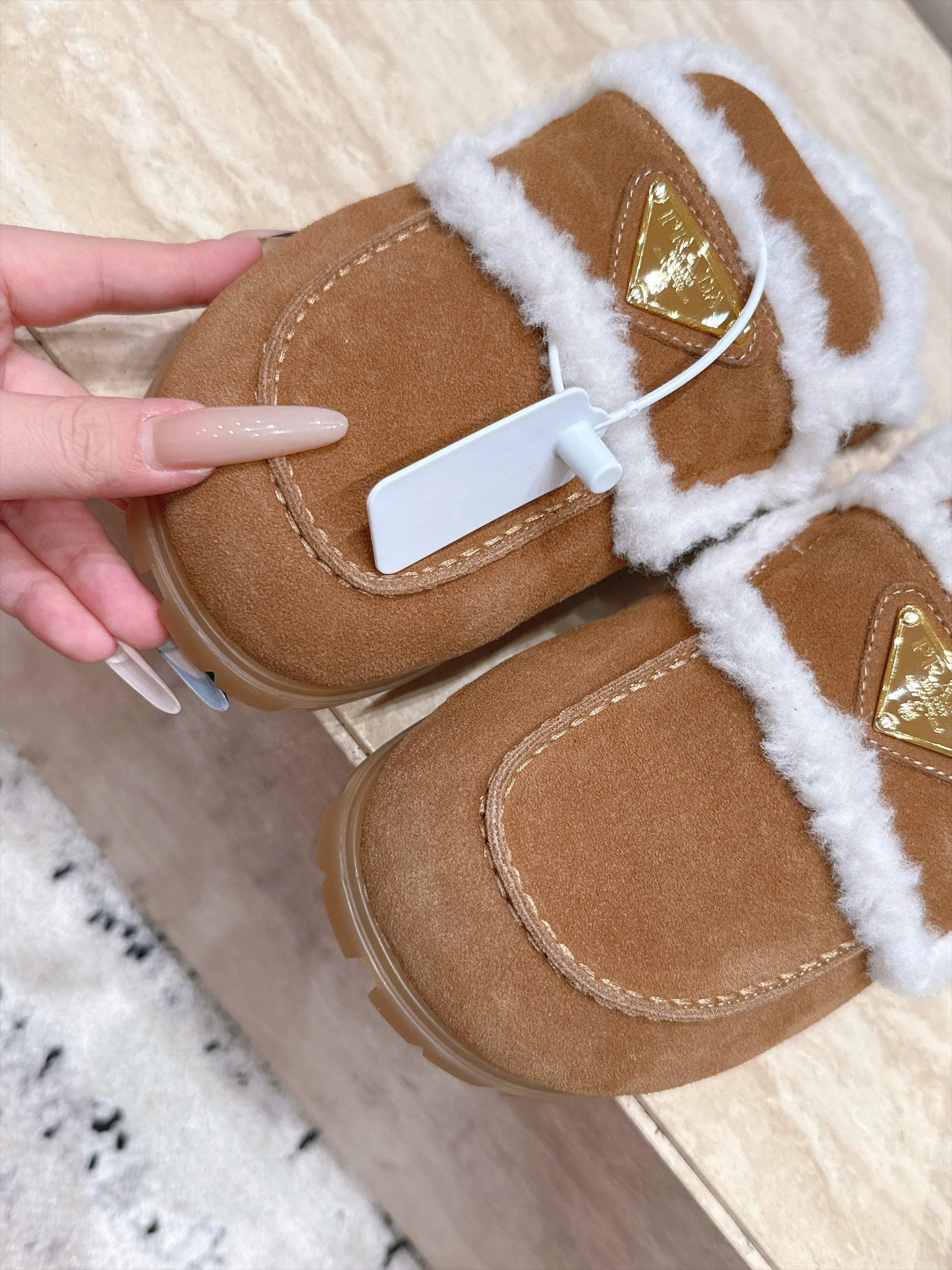 Pra hearling-Trim Suede Mule Loafers