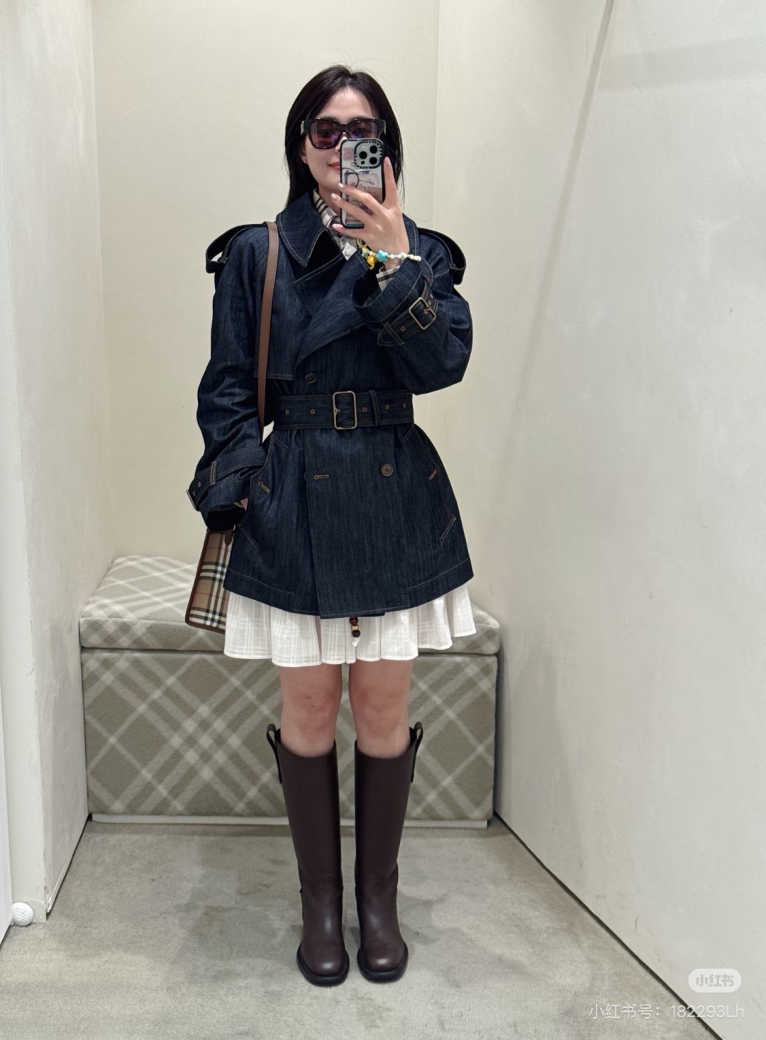 Bur 26fw belted denim jacket