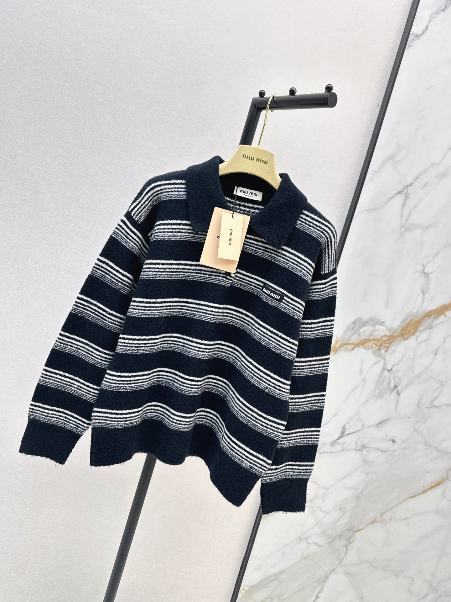 Miu 26fw stripe polo knitwear