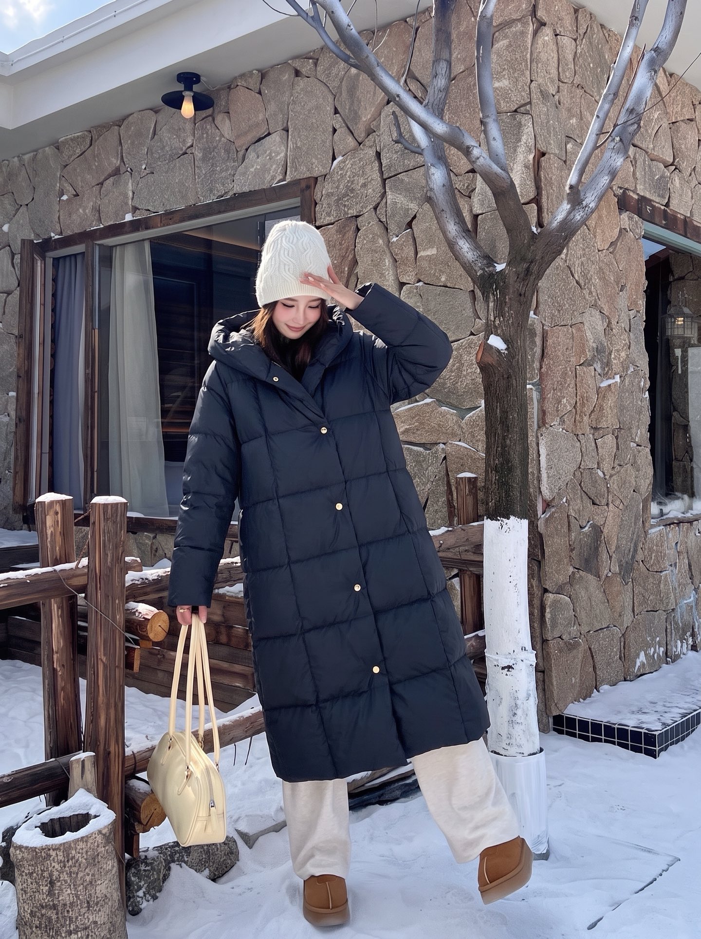 Max 26fw hooded long down jacket