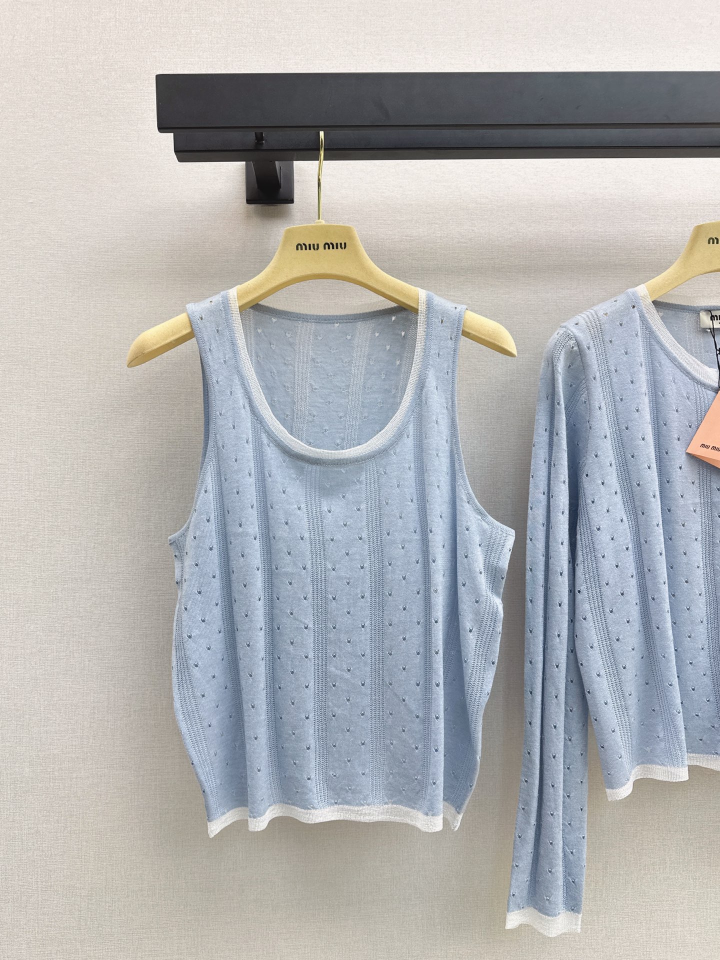 Miu 26fw lace trim knit cardigan vest sets
