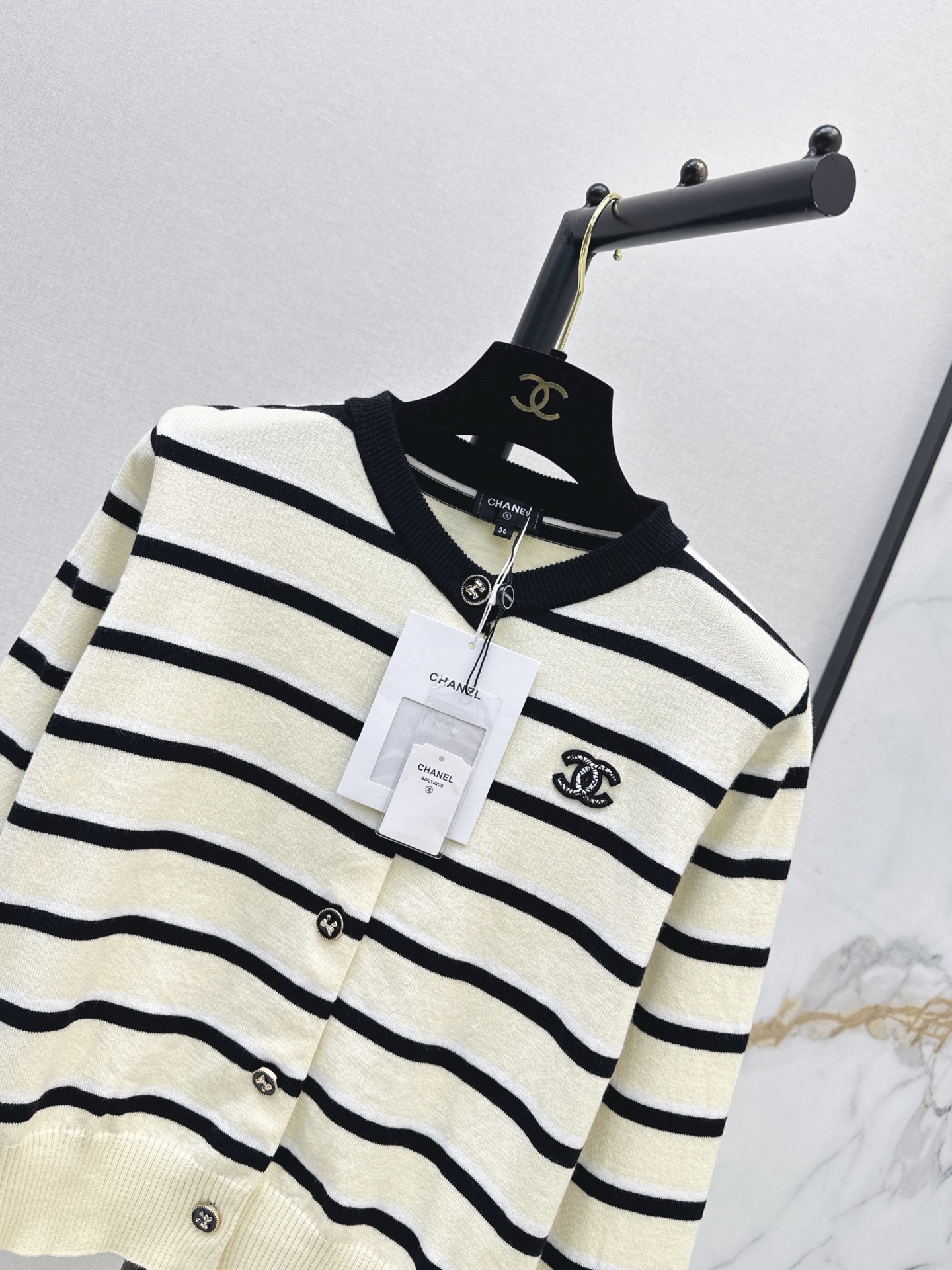 Chan 26fw stripe knit cardigan