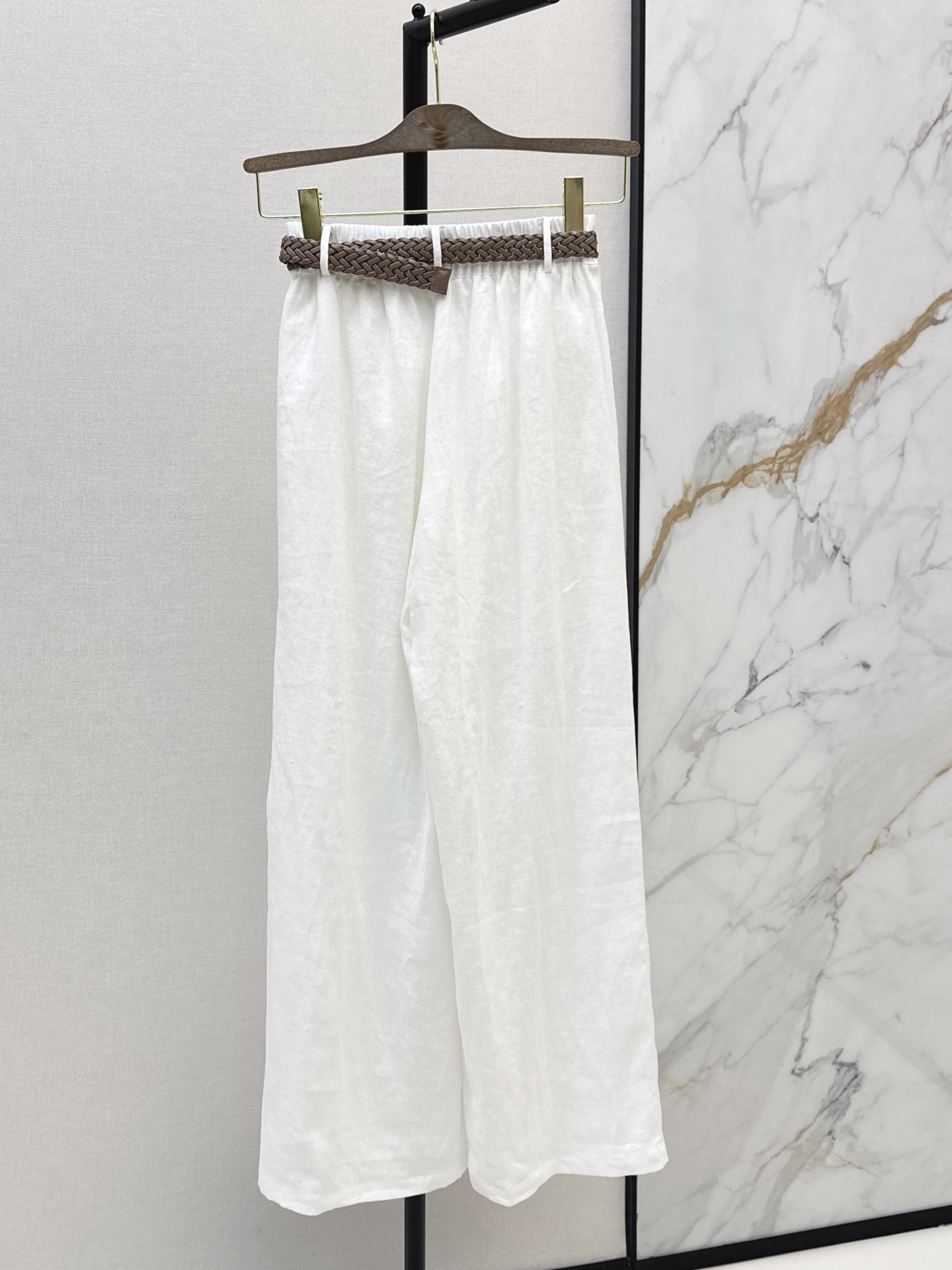 Brun 26ss belted straight-leg pants