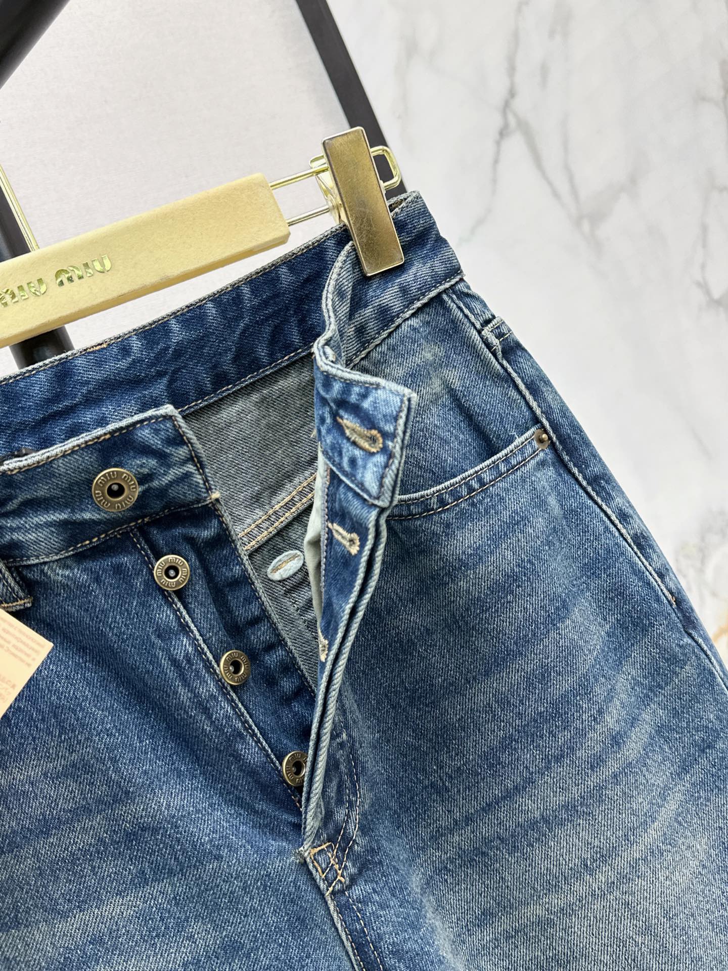 Miu 26fw wash wide-leg jeans