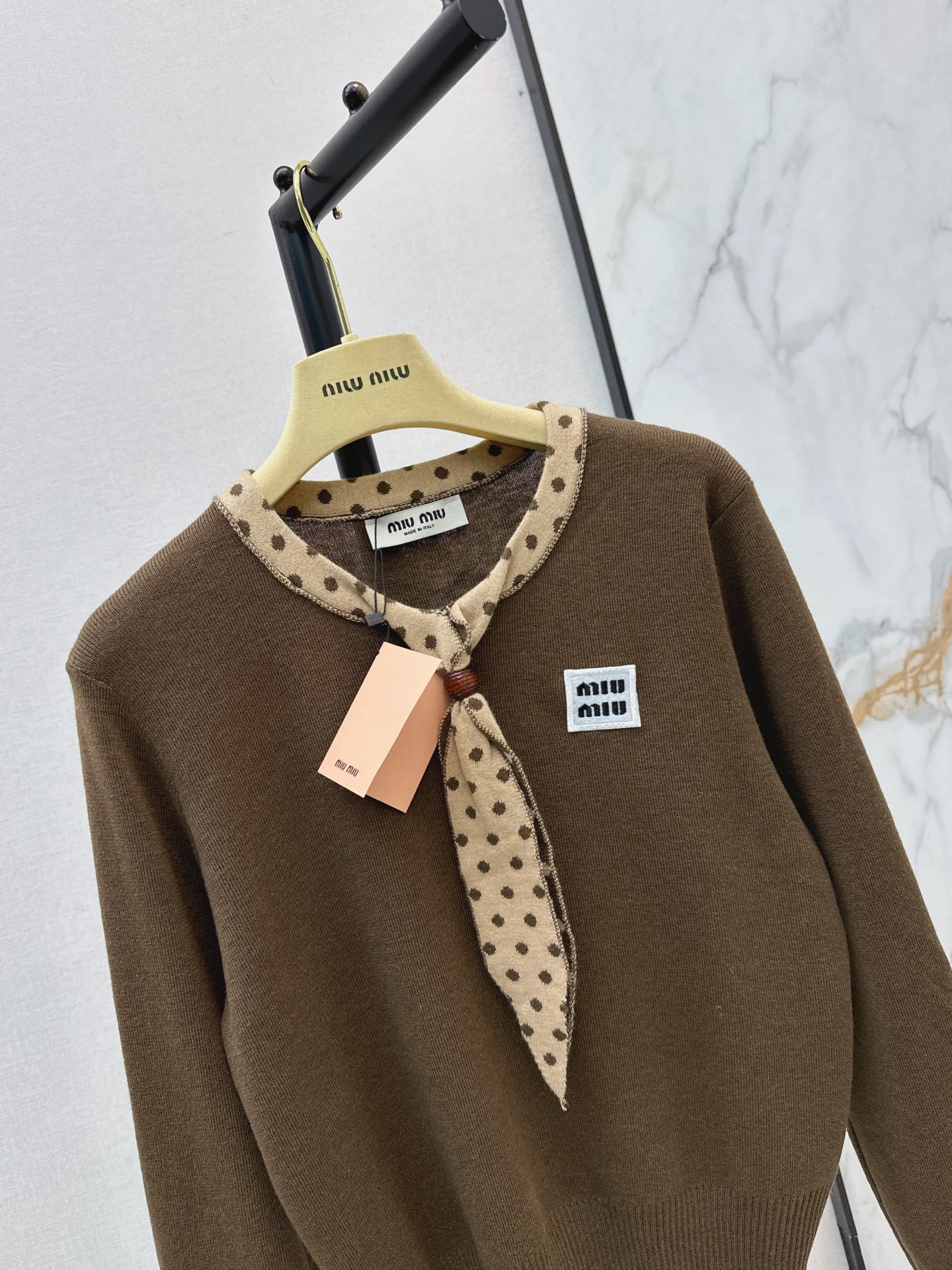 Miu 26fw bow tie knit sweater