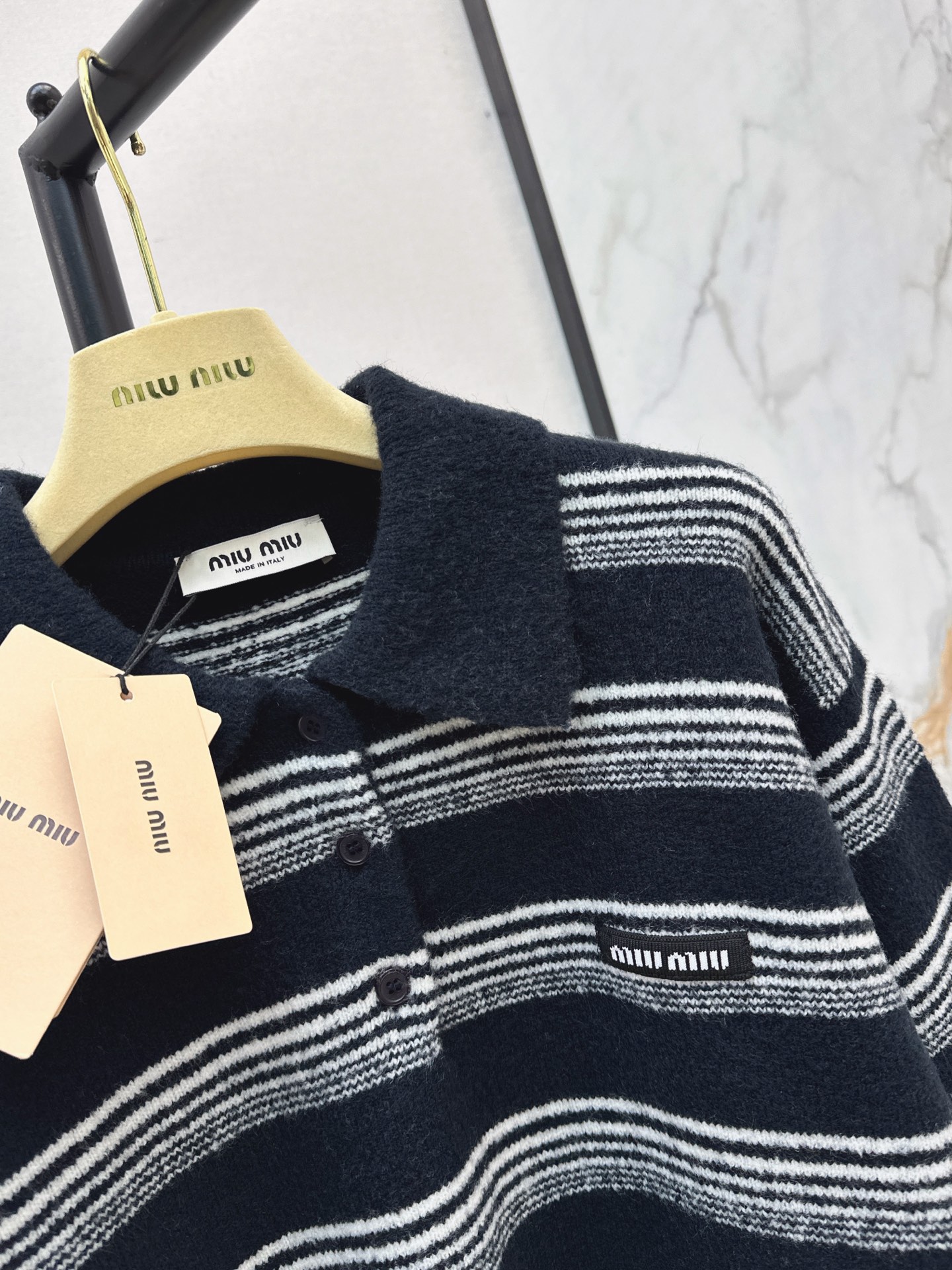 Miu 26fw stripe polo knitwear