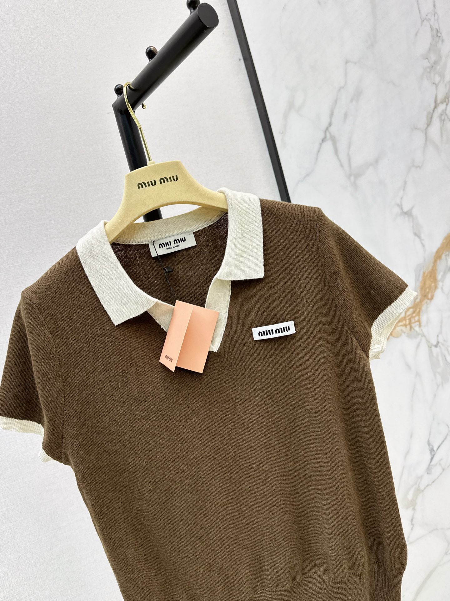 Miu 26ss polo knit top
