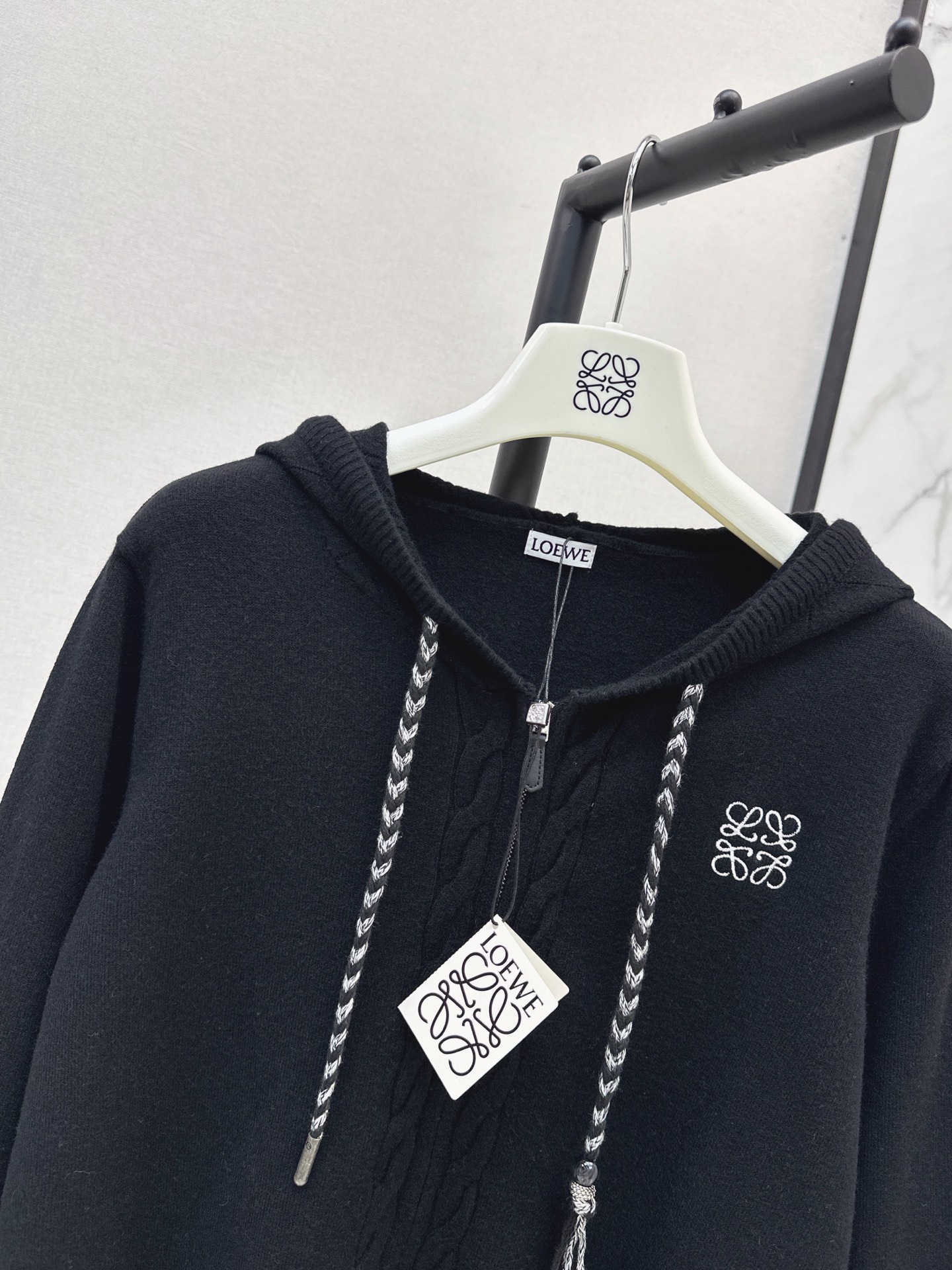 Loe 26fw hooded knit cardigan