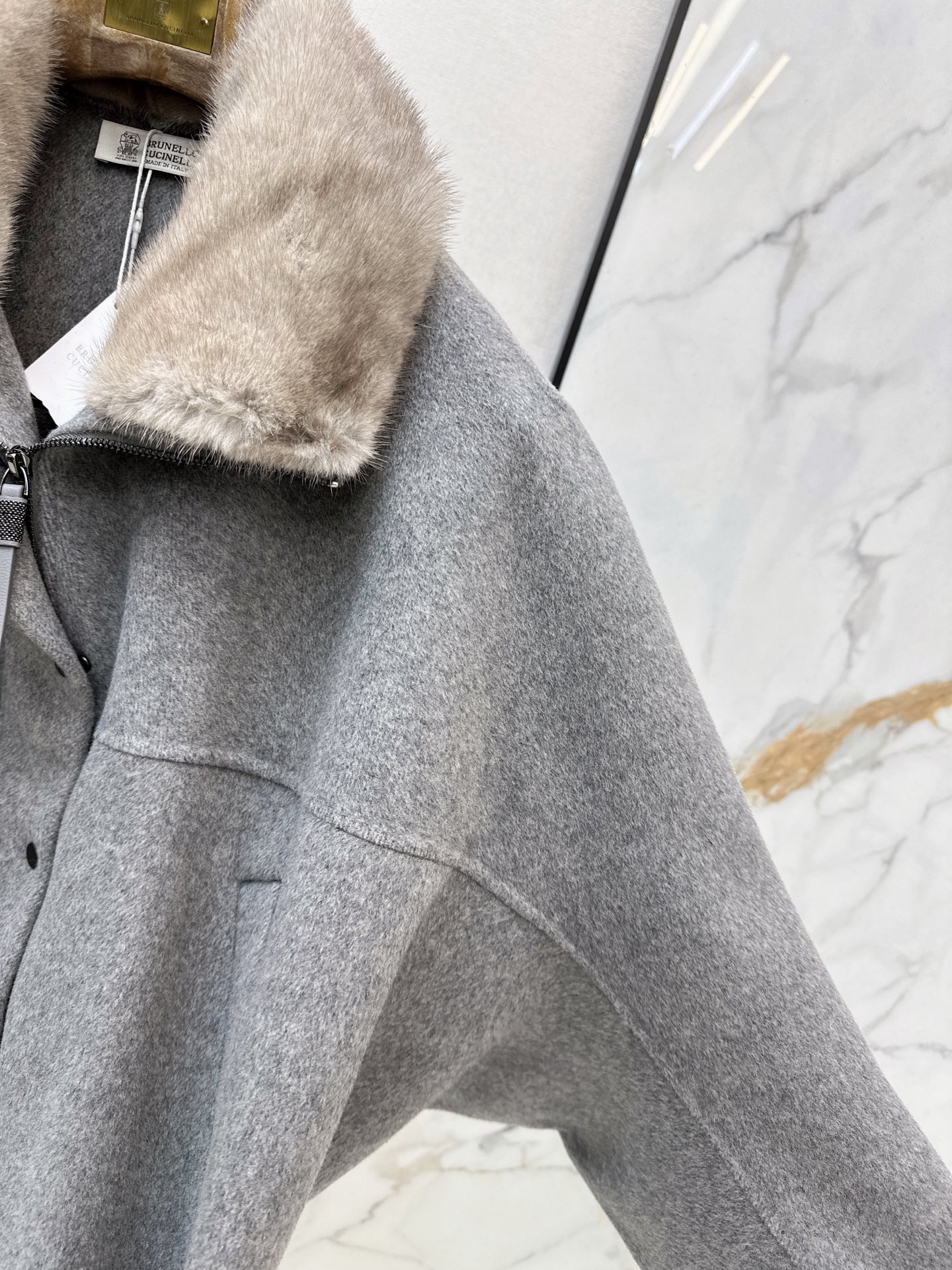 Brun 26fw fur-trim wool jacket