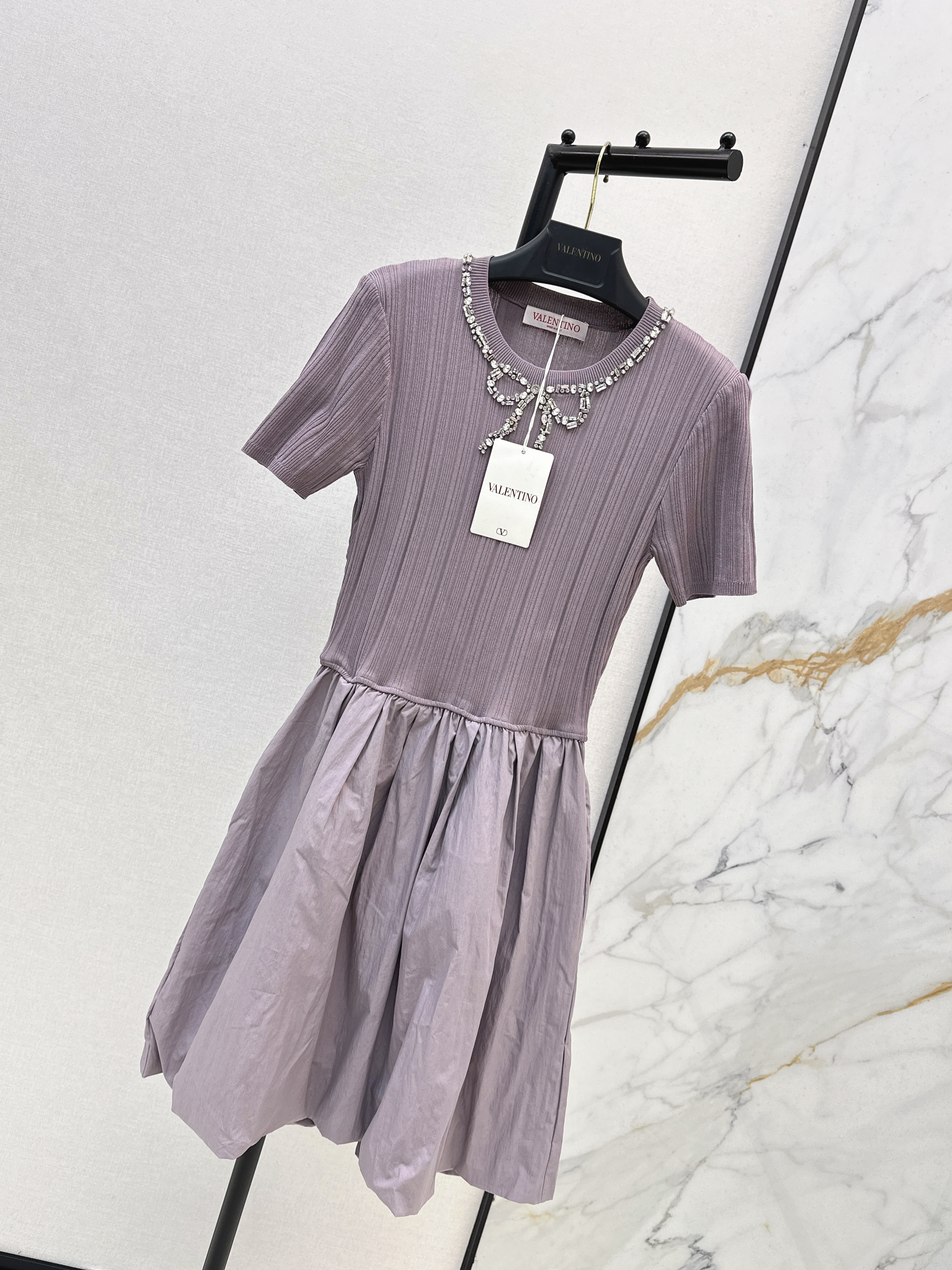 Valen 26ss beading knit contract dress