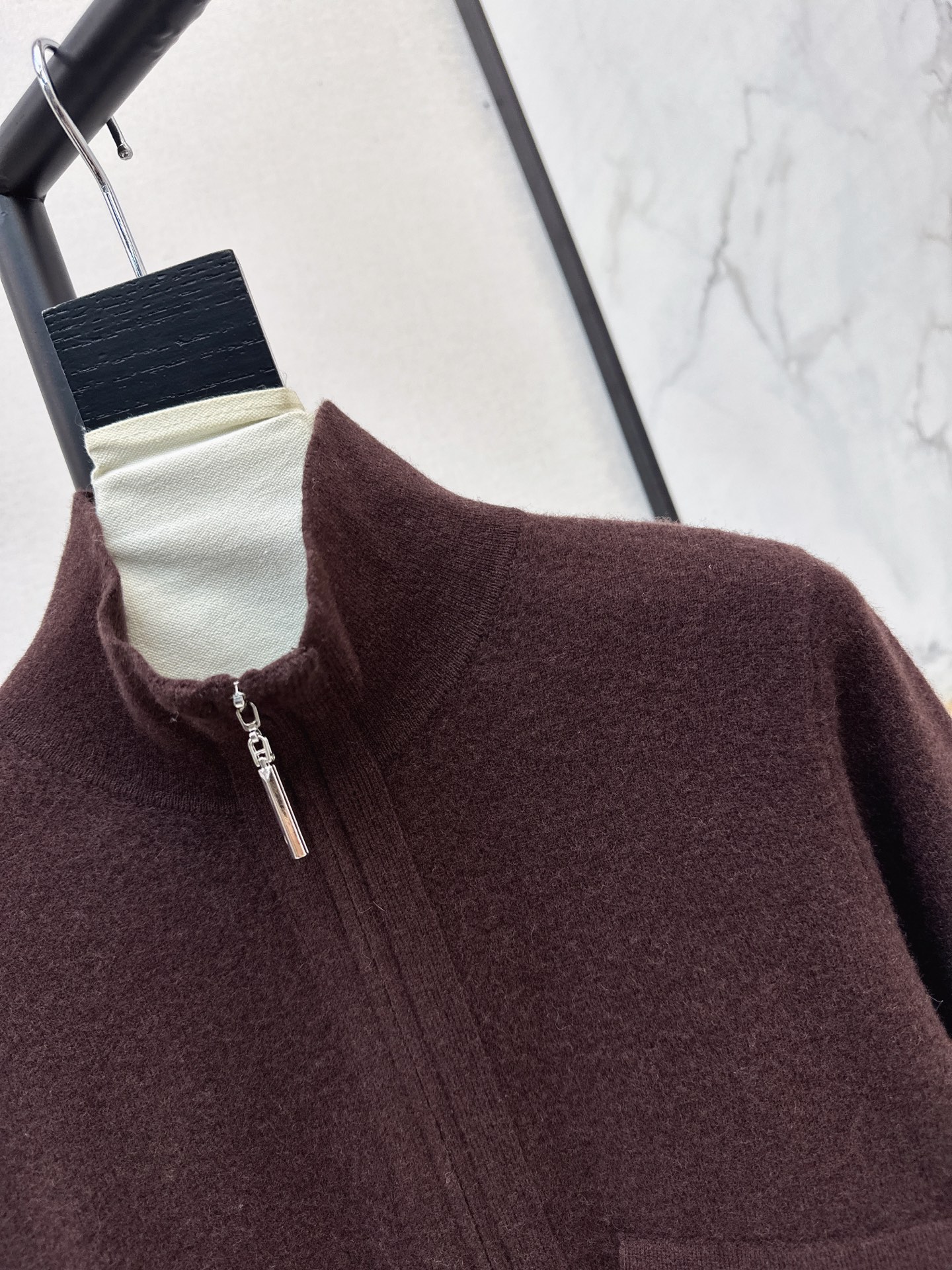 Brun 26fw stand collar knit cardigan